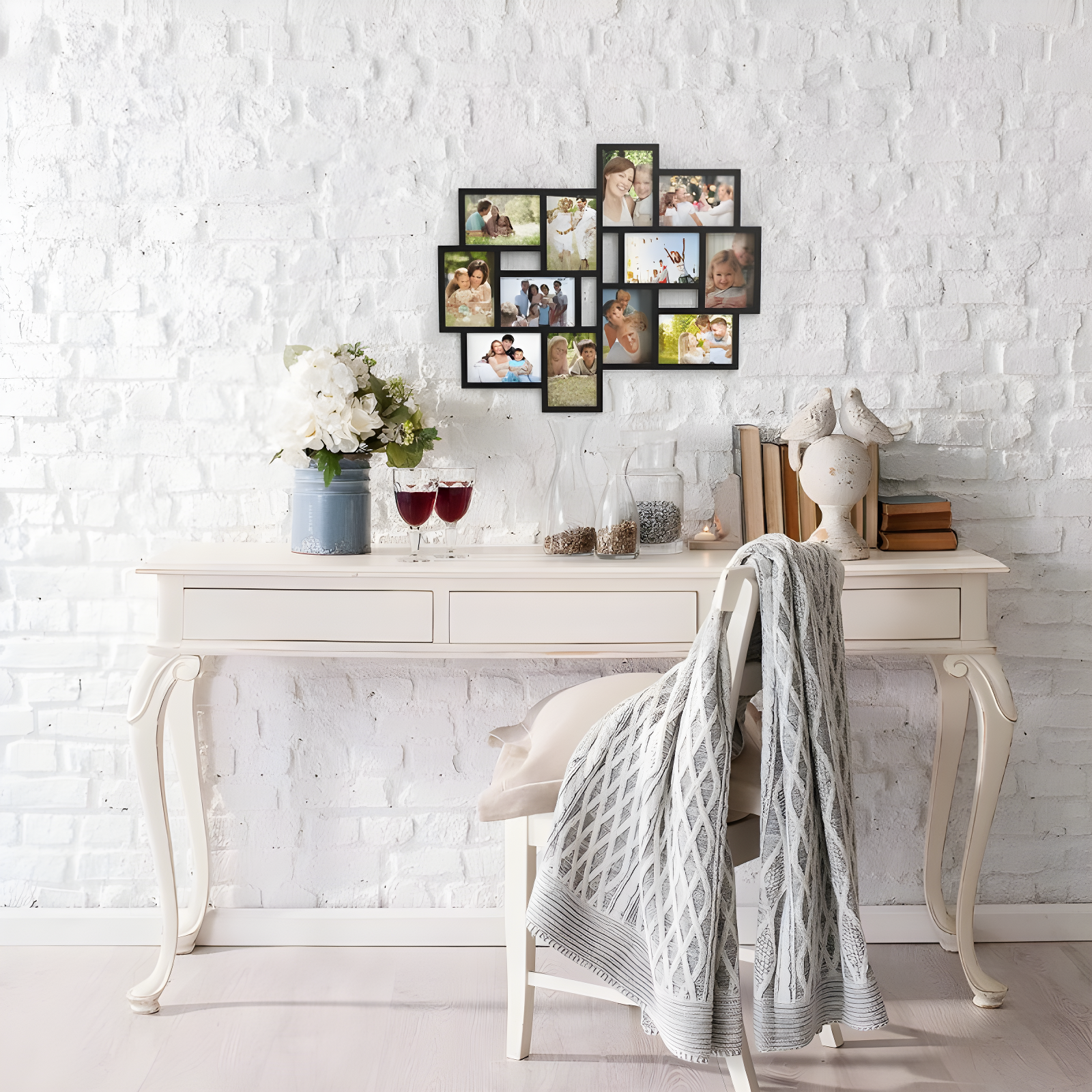 12-Photo Picture Frame Collage - Multi-Picture Wall-Mounted Display Gallery with 12 Openings for 4x6-Inch Photos or Pictures by Lavish Home (Black)