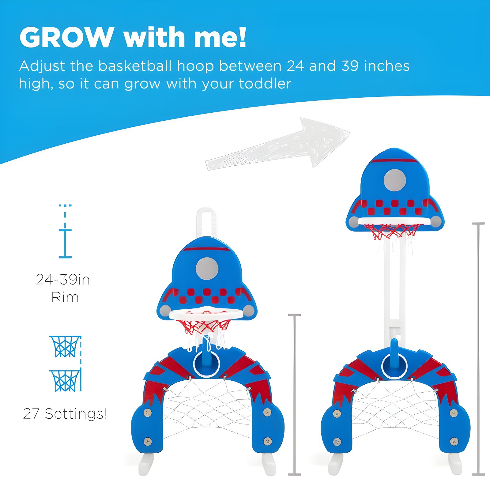 Best Choice Products 3-in-1 Toddler Basketball Hoop Sports Activity Center Grow With Me Play Set w/ Soccer, Ring Toss