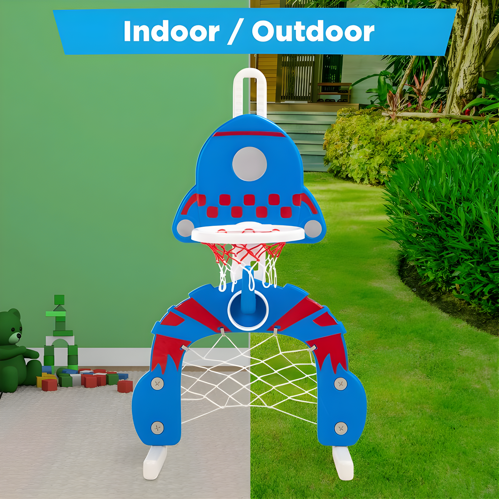 Best Choice Products 3-in-1 Toddler Basketball Hoop Sports Activity Center Grow With Me Play Set w/ Soccer, Ring Toss