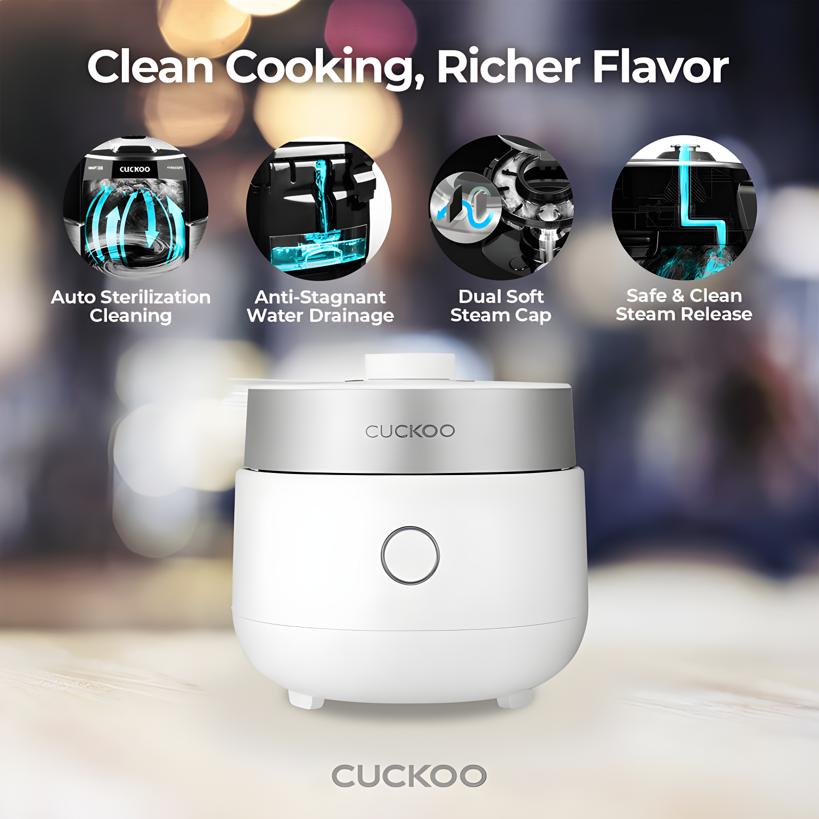 Cuckoo Electronics CUCKOO CRP-MHTR0309F 3-Cup (Uncooked) / 6-Cup (Cooked) Induction Heating Twin Pressure Rice Cooker & Warmer with Nonstick Inner Pot, 15 Menu Modes, 3 Voice Guide, Auto Clean (White)