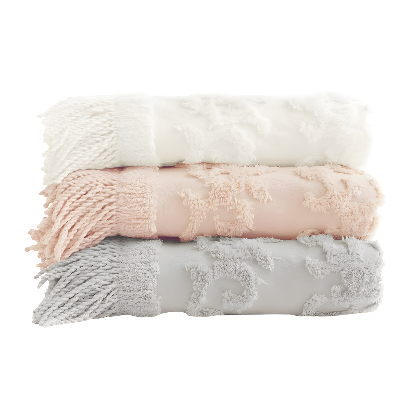 Madison Park Chloe 100% Cotton Tufted Chenille Lightweight Throw With Fringe Tassel