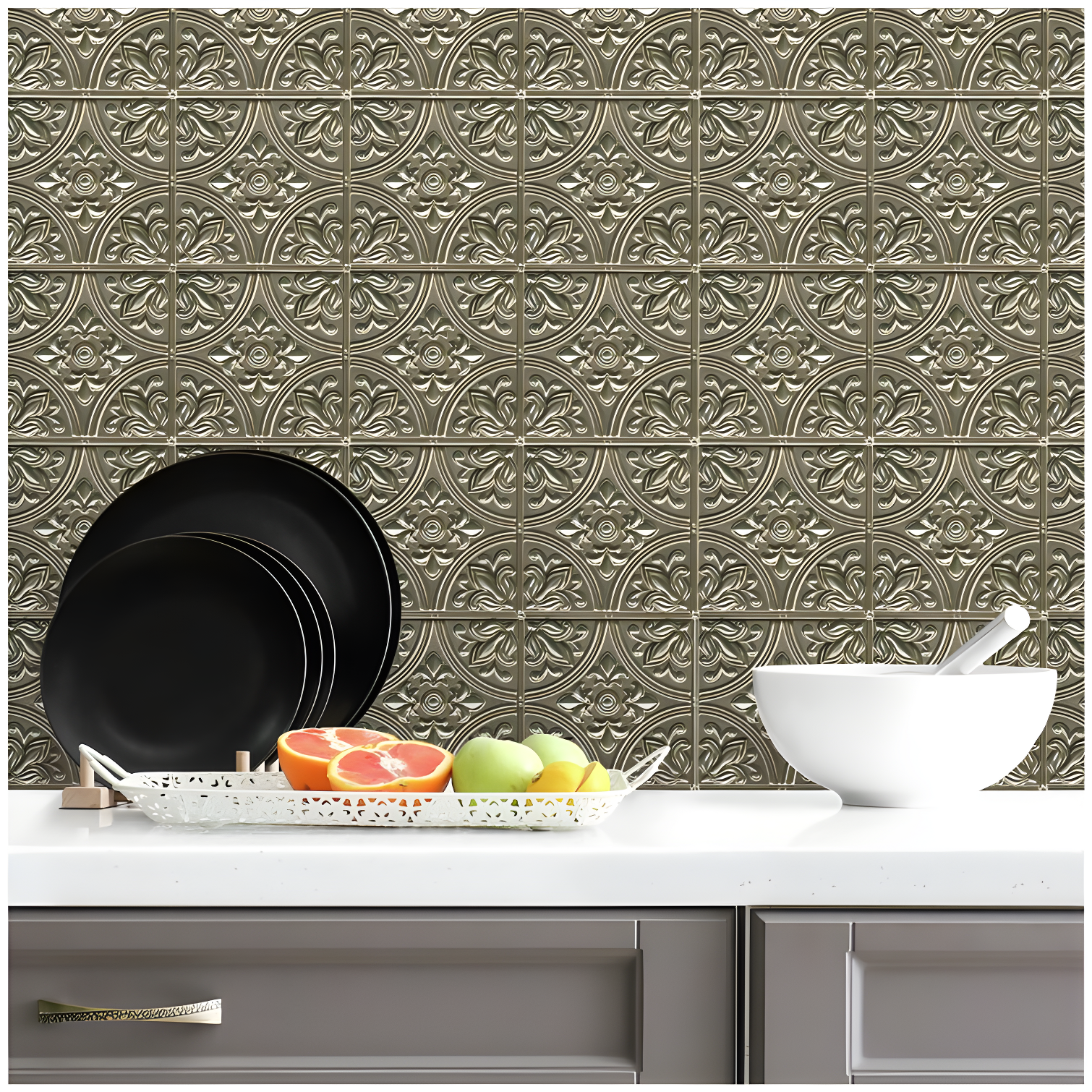 10.5'' W x 10.5'' L PVC Peel and Stick Field Tile