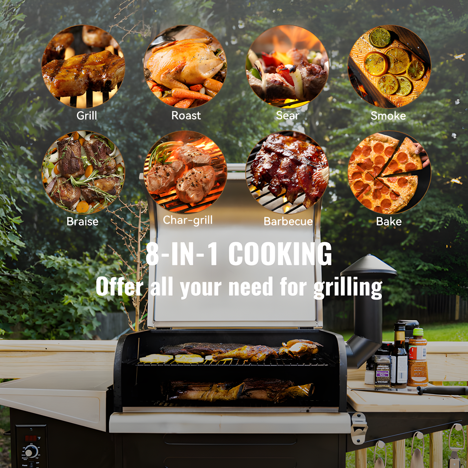 Z GRILLS Upgraded Wood Pellet Grill with PID Controller, 8-in-1, 572 sq in Cooking Area