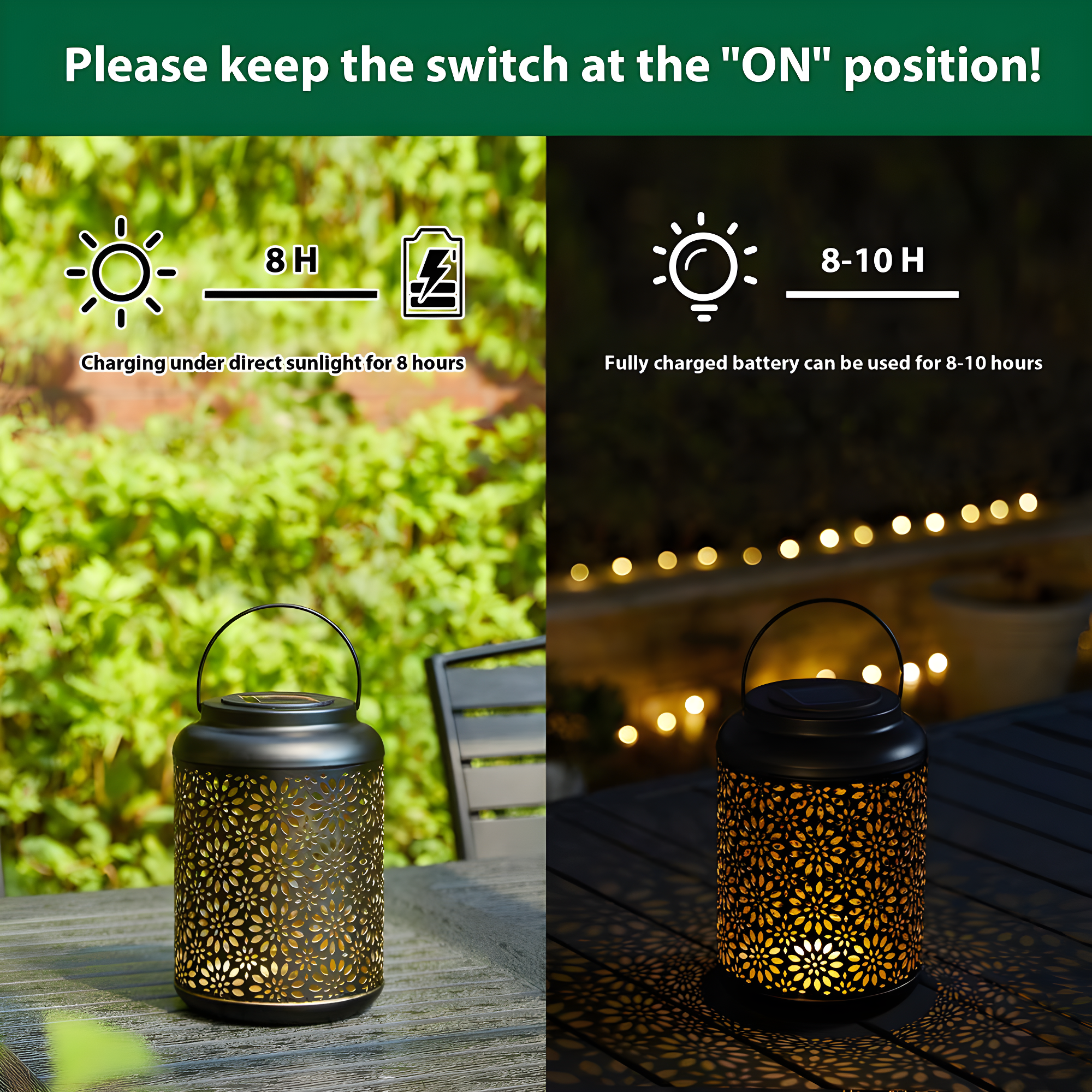 8.75" H Metal Wire Solar Powered Outdoor Hanging Lantern