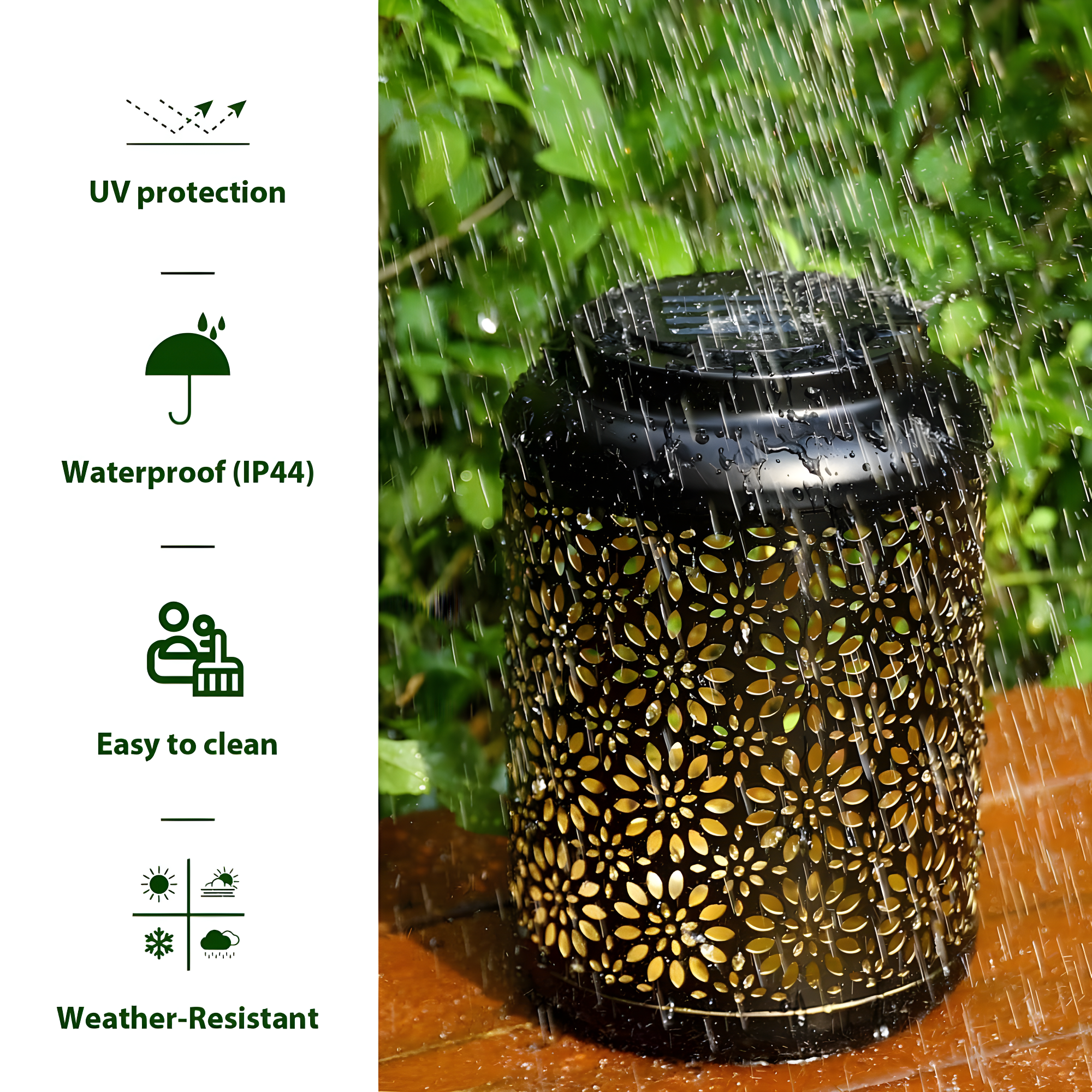 8.75" H Metal Wire Solar Powered Outdoor Hanging Lantern