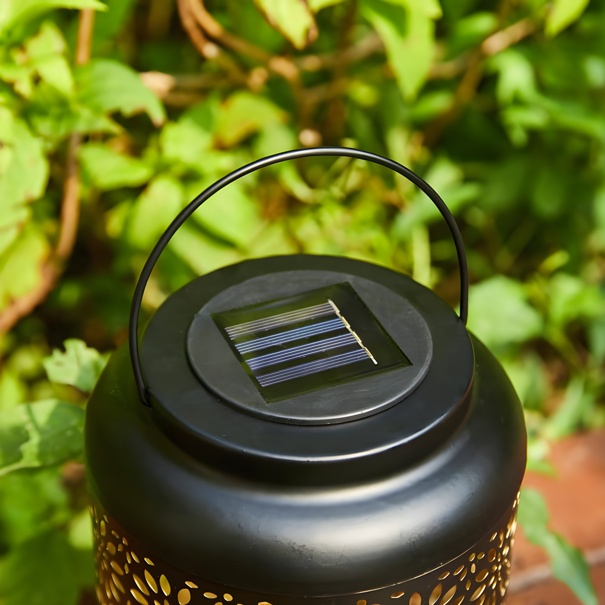 8.75" H Metal Wire Solar Powered Outdoor Hanging Lantern