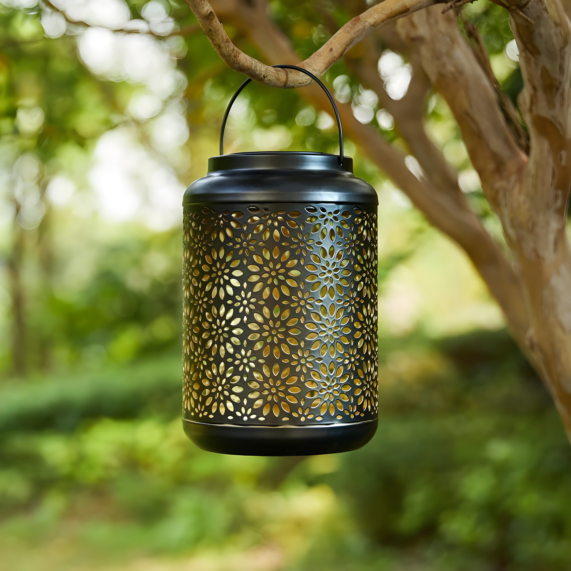 8.75" H Metal Wire Solar Powered Outdoor Hanging Lantern