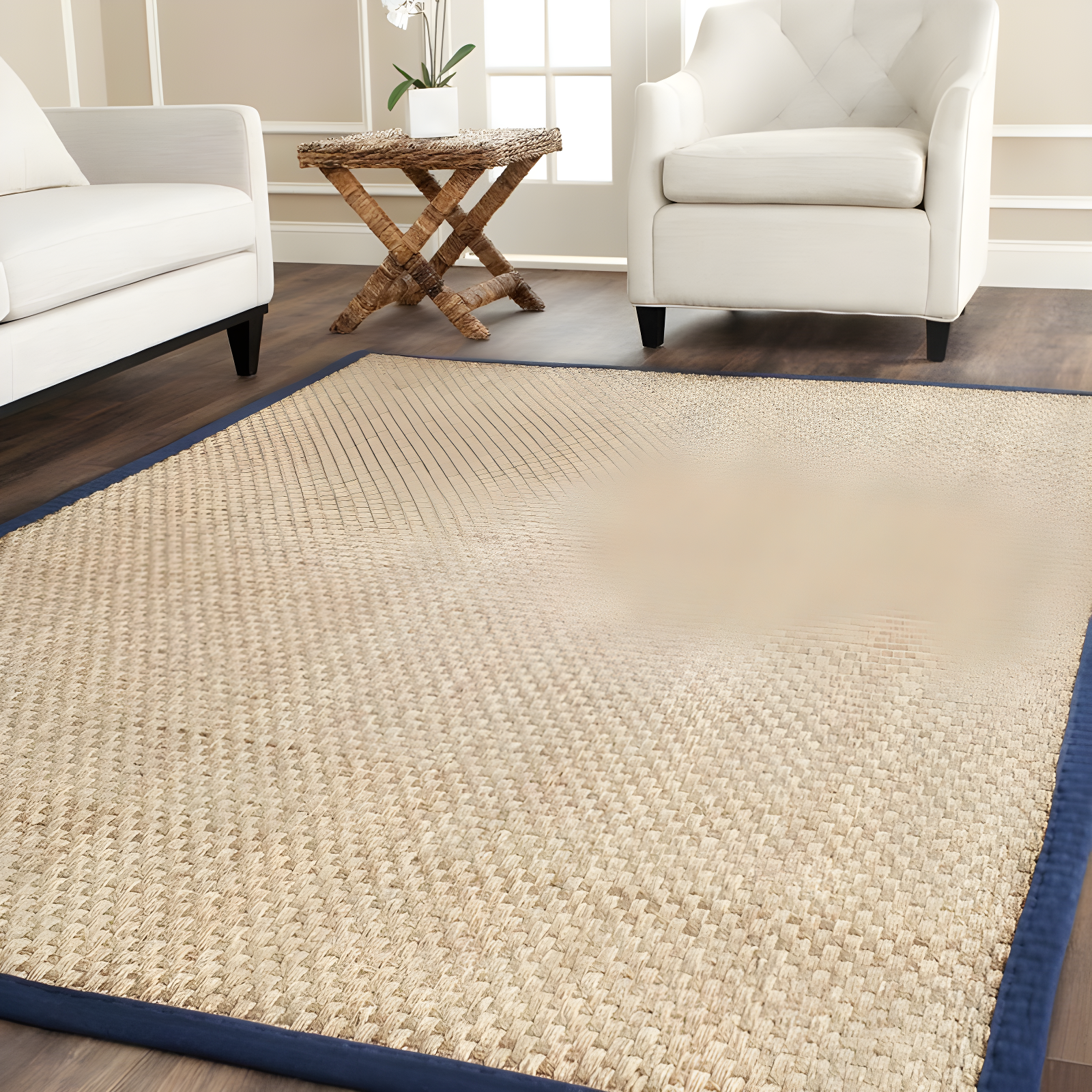 Natural Fiber NF114 Power Loomed Area Rug - Natural/Blue - 6'x9' - Safavieh.