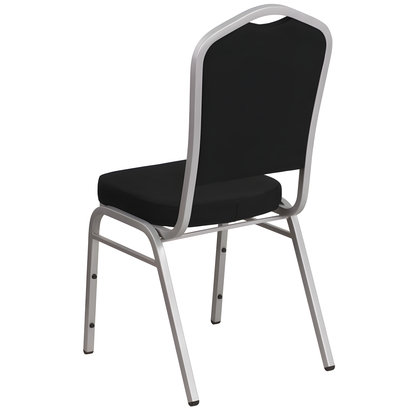 Flash Furniture HERCULES Series Crown Back Stacking Banquet Chair in Black Fabric - Silver Frame
