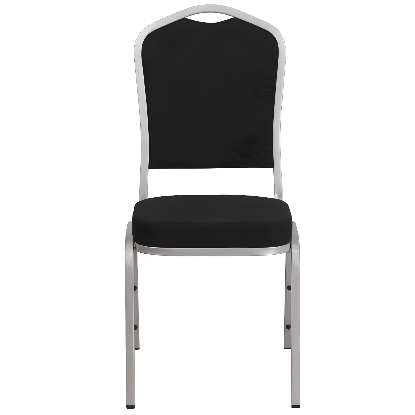 Flash Furniture HERCULES Series Crown Back Stacking Banquet Chair in Black Fabric - Silver Frame