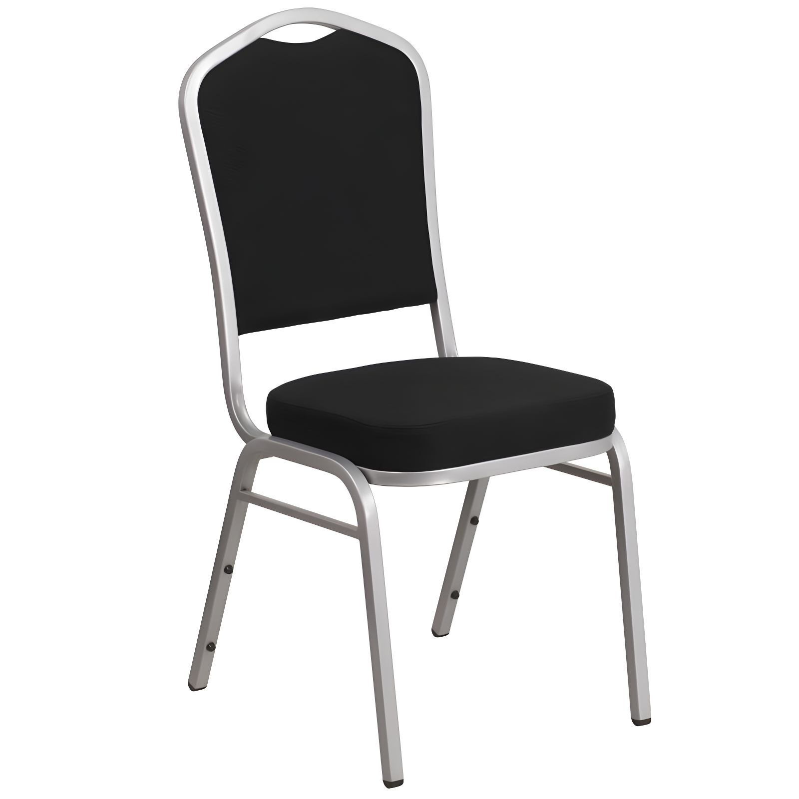 Flash Furniture HERCULES Series Crown Back Stacking Banquet Chair in Black Fabric - Silver Frame