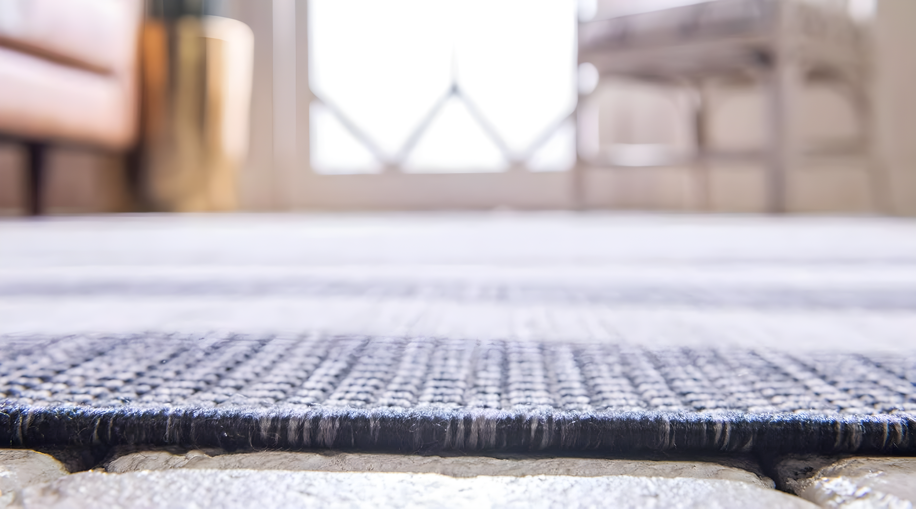 Charcoal Gray and Black Striped Synthetic Outdoor Rug 7' x 10'
