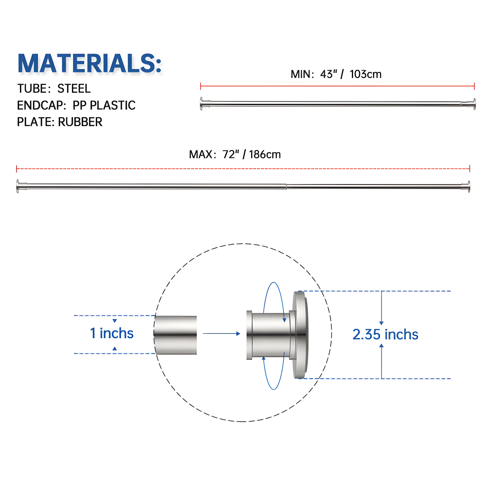 Glorbu 80'' Shower Curtain Rod