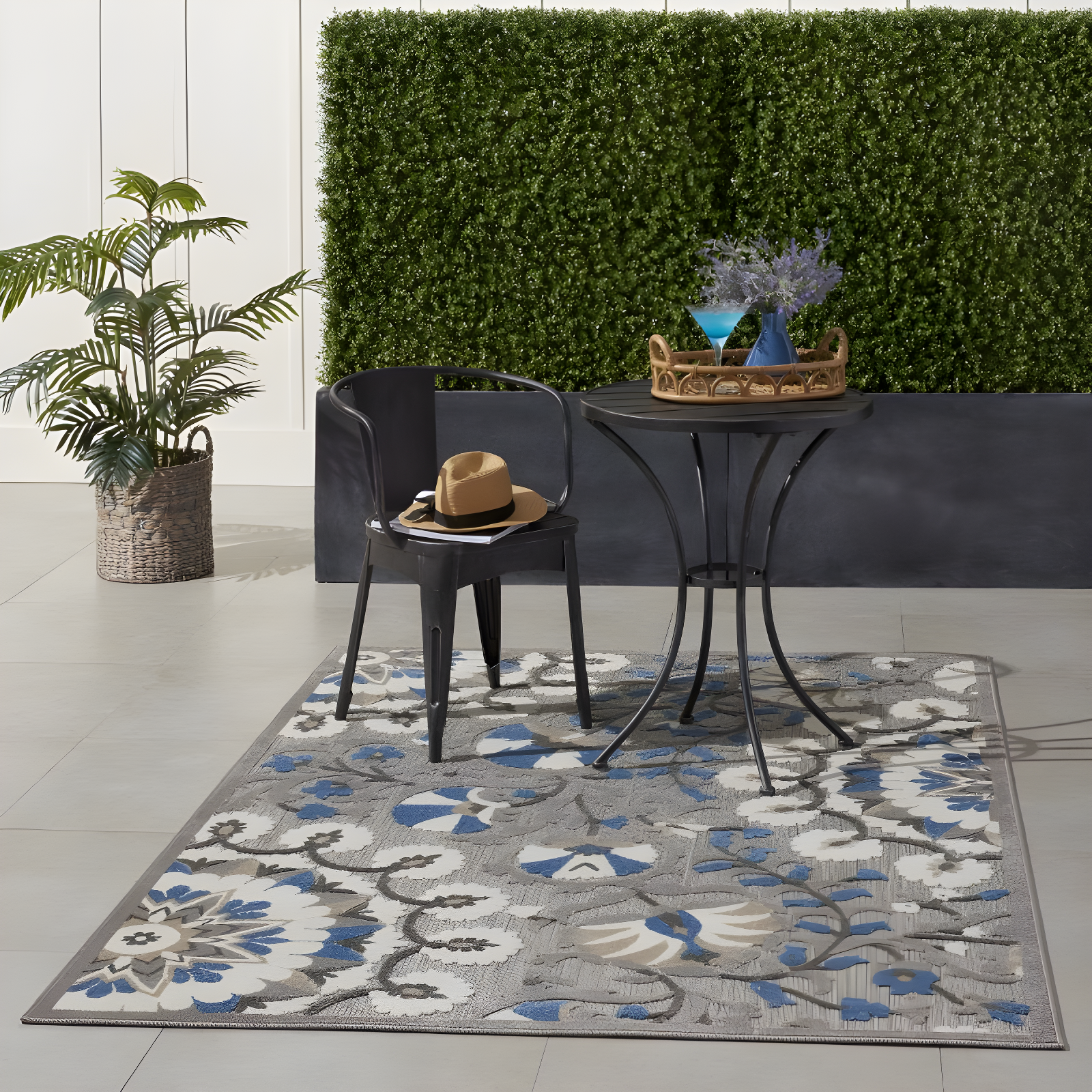 Nourison Aloha Floral Easy Care Flatweave High-Low Indoor Outdoor Area Rug Red/Multi 7' x 10'