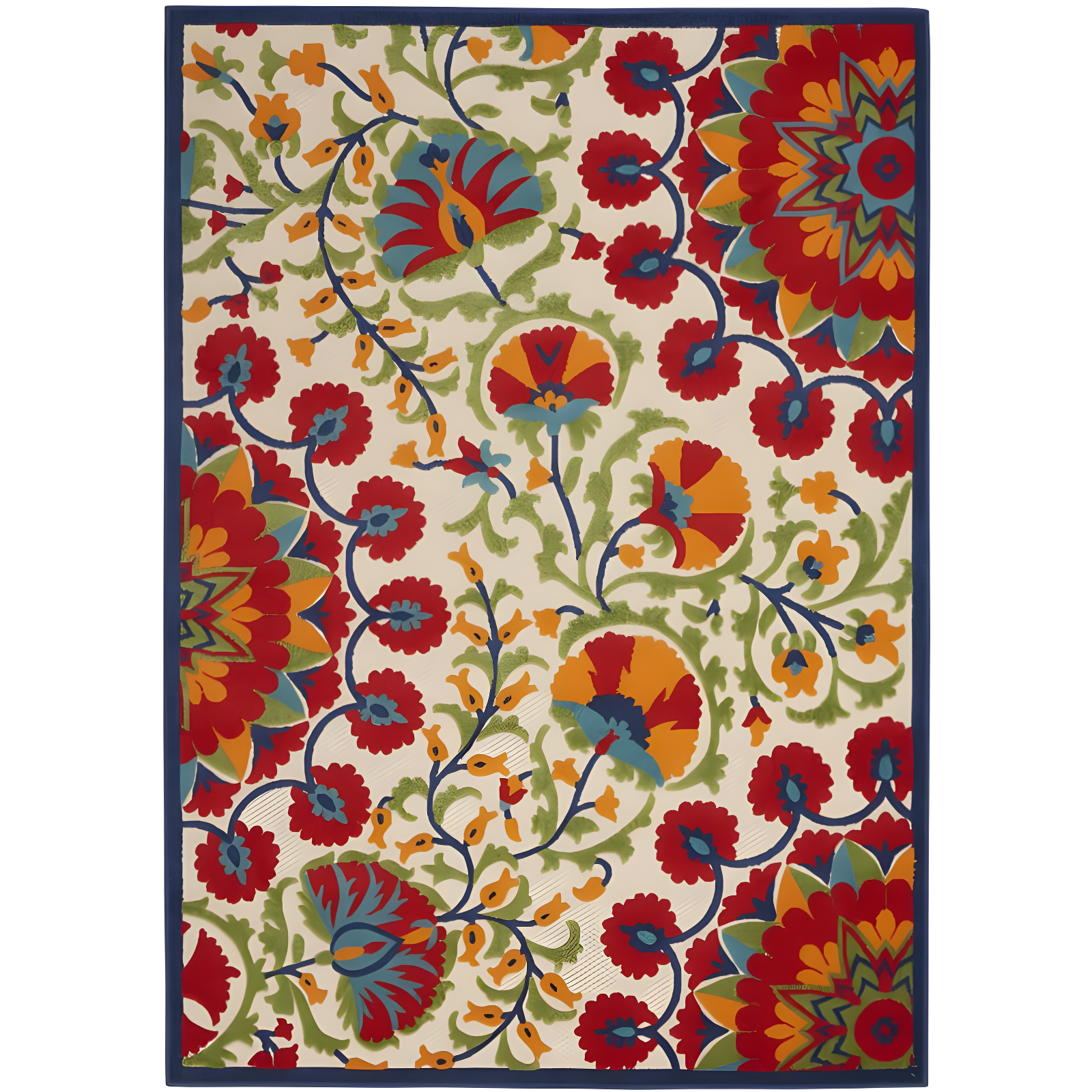 Nourison Aloha Floral Easy Care Flatweave High-Low Indoor Outdoor Area Rug Red/Multi 7' x 10'