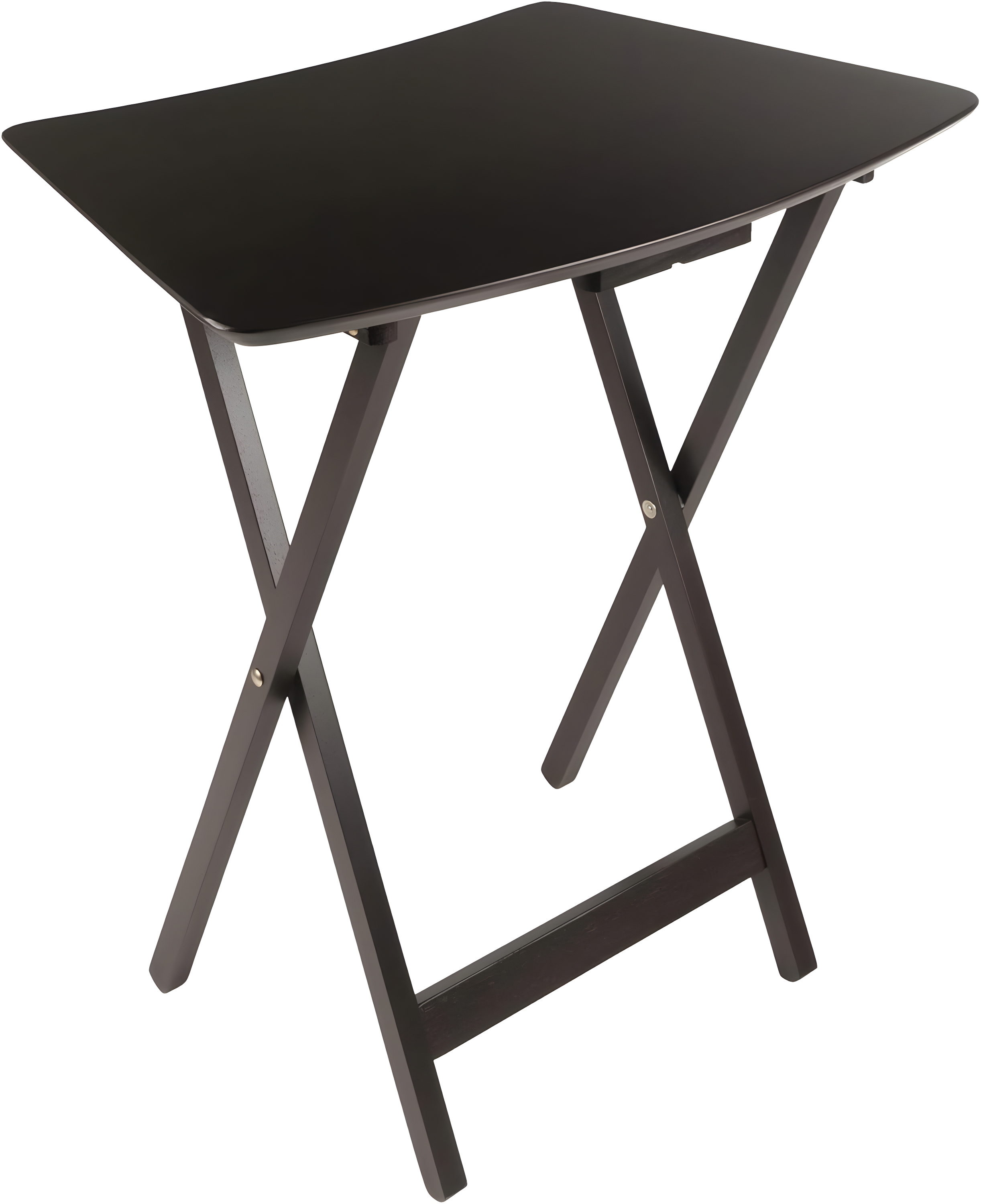 5pc Anila Fan Shape Snack Table Coffee - Winsome: Solid Wood Folding Tables, Beveled Edges, Storage Rack
