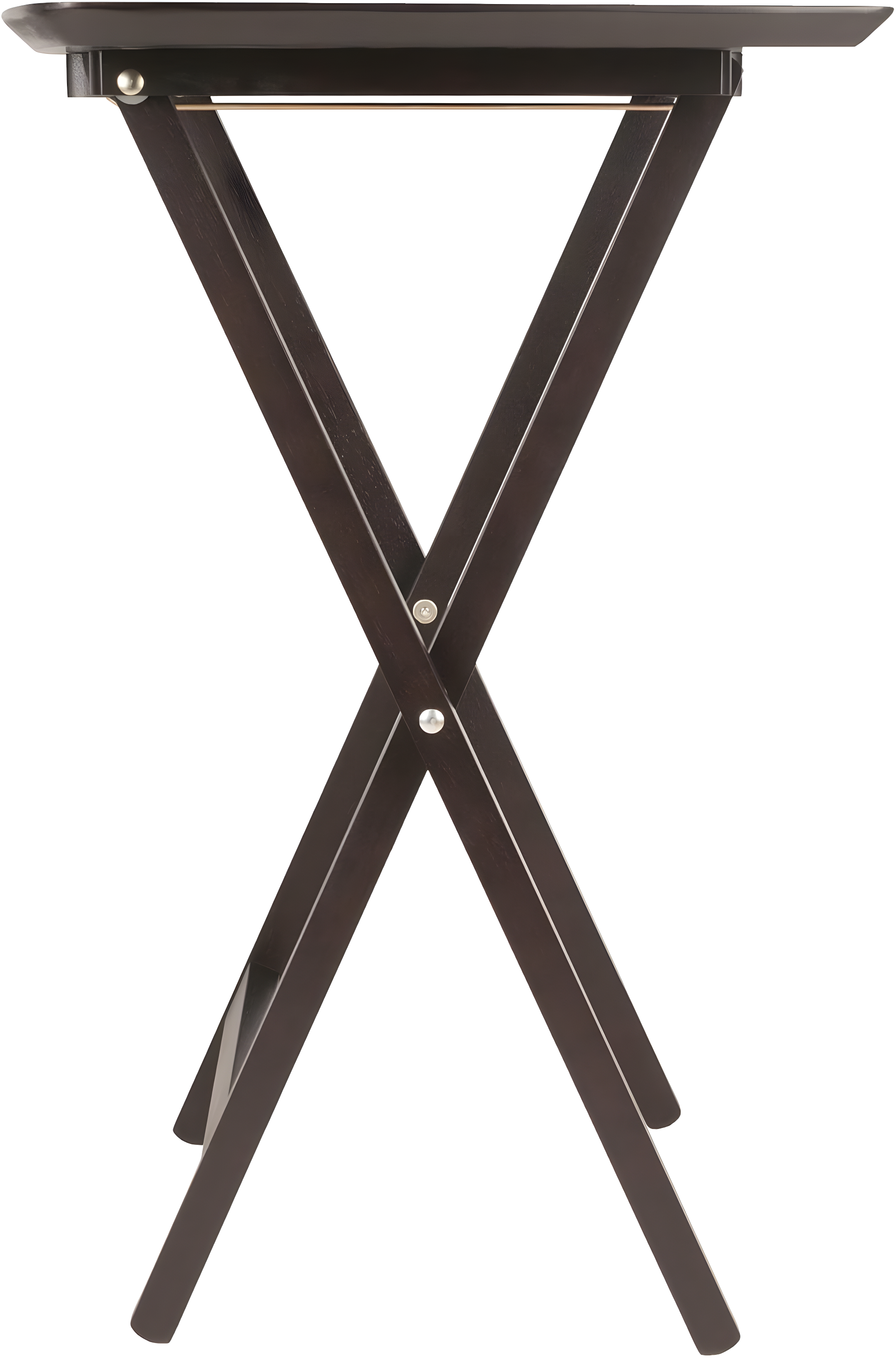 5pc Anila Fan Shape Snack Table Coffee - Winsome: Solid Wood Folding Tables, Beveled Edges, Storage Rack