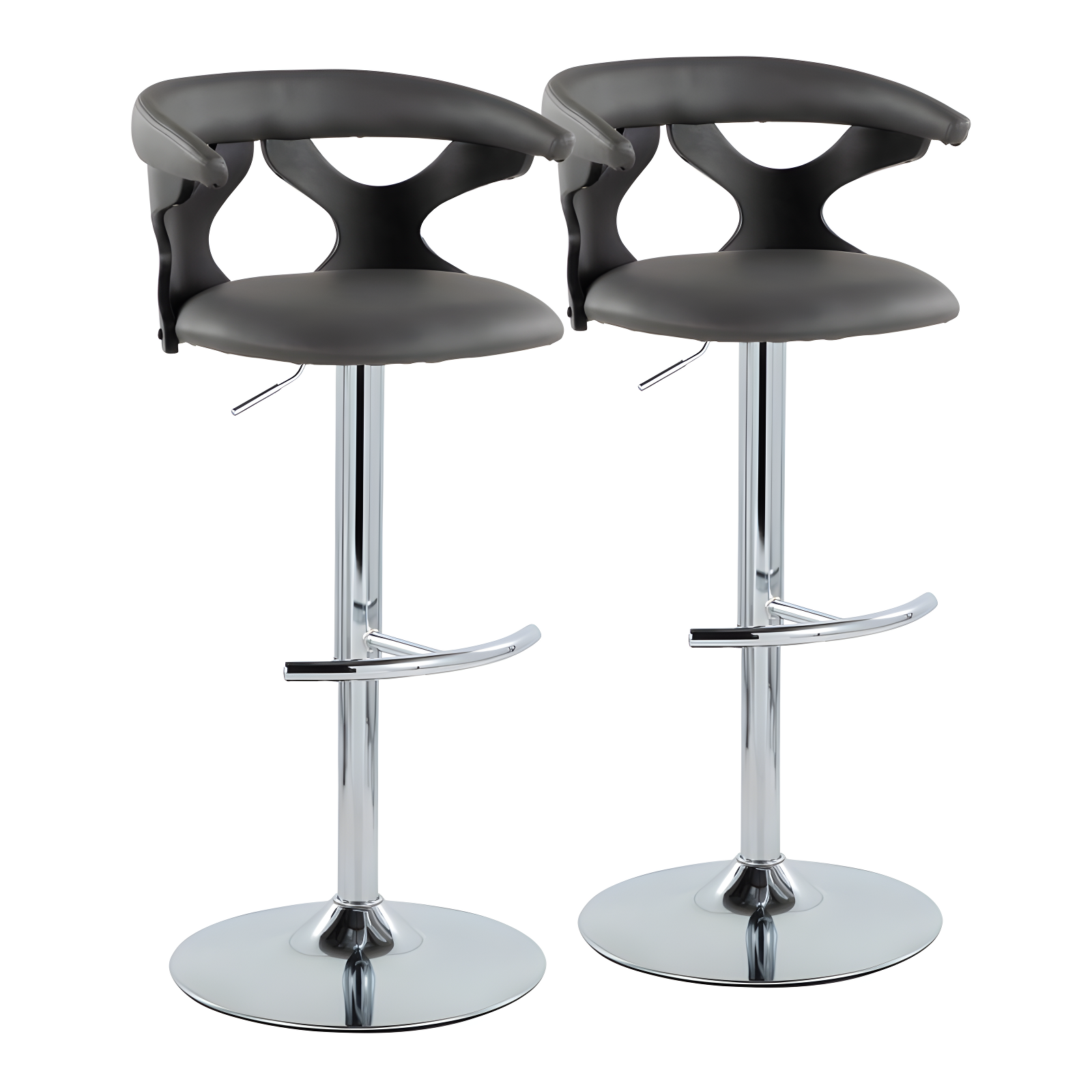 LumiSource Gardenia Swivel Upholstered Adjustable Height Counter Stool with Metal Frame (Set of 2)