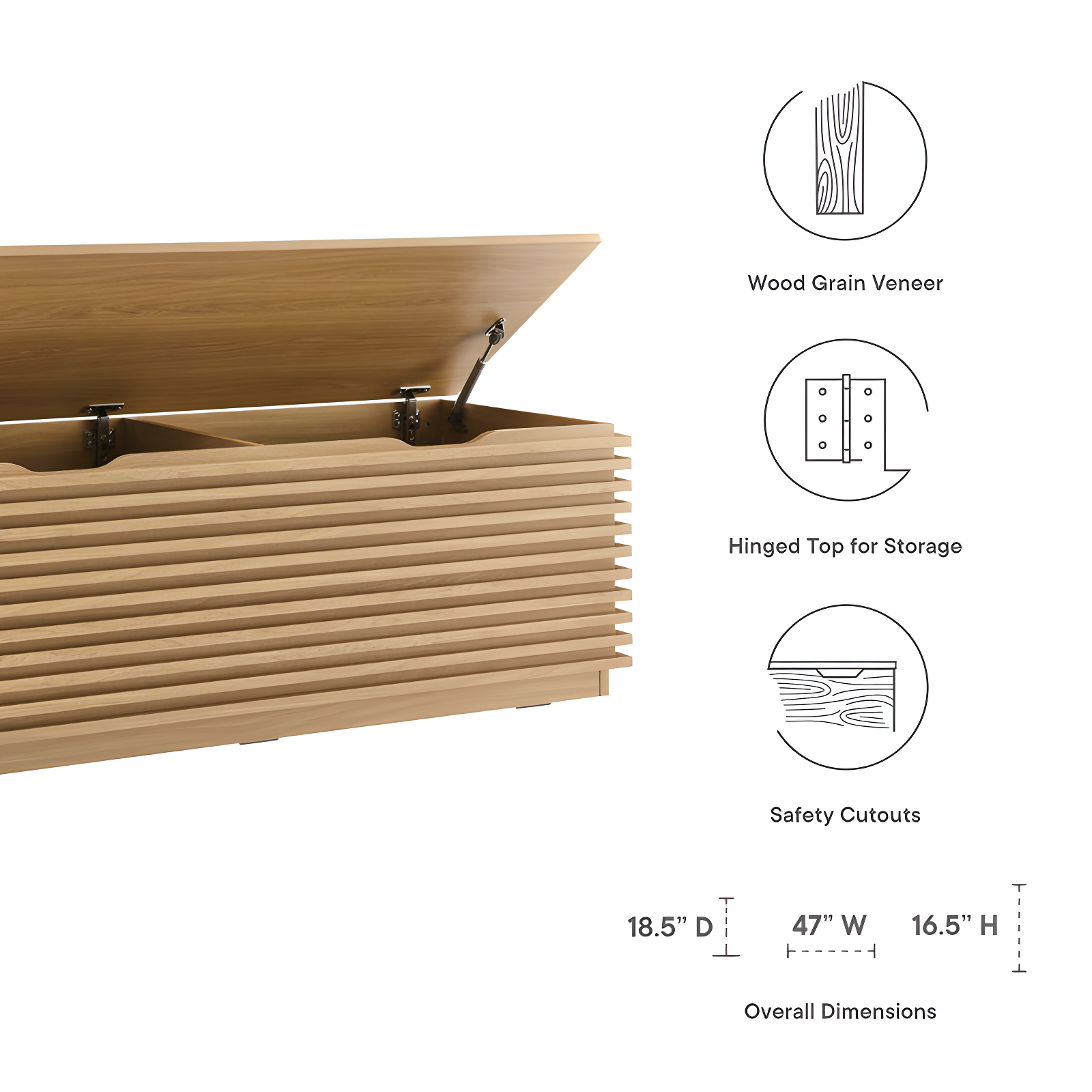 Modway Render 47" Wood Grain Storage Bench & Reviews | Wayfair