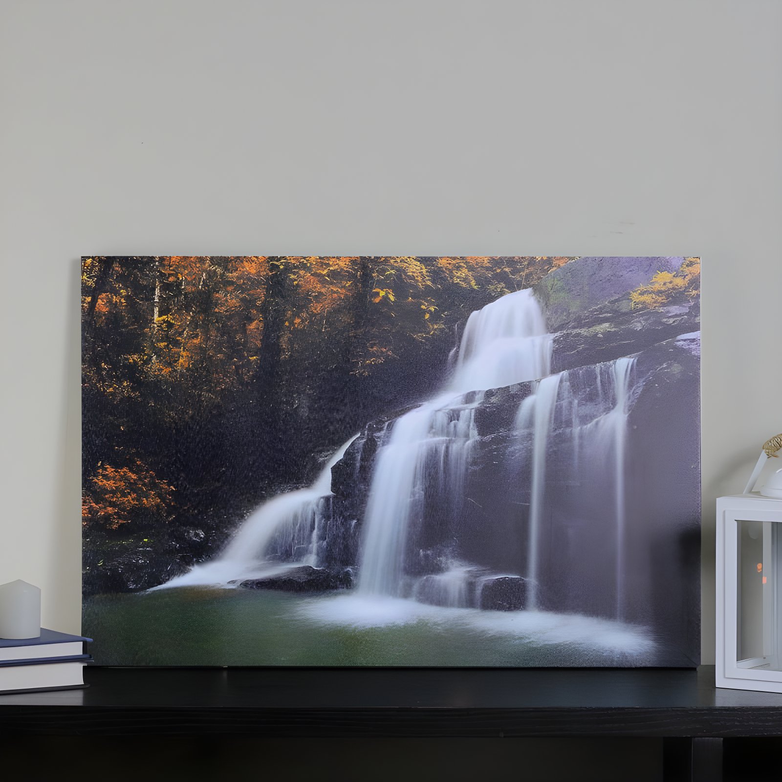 Northlight Seasonal 23.5" Natures Woods Autumn Waterfall Scene Canvas Wall Art