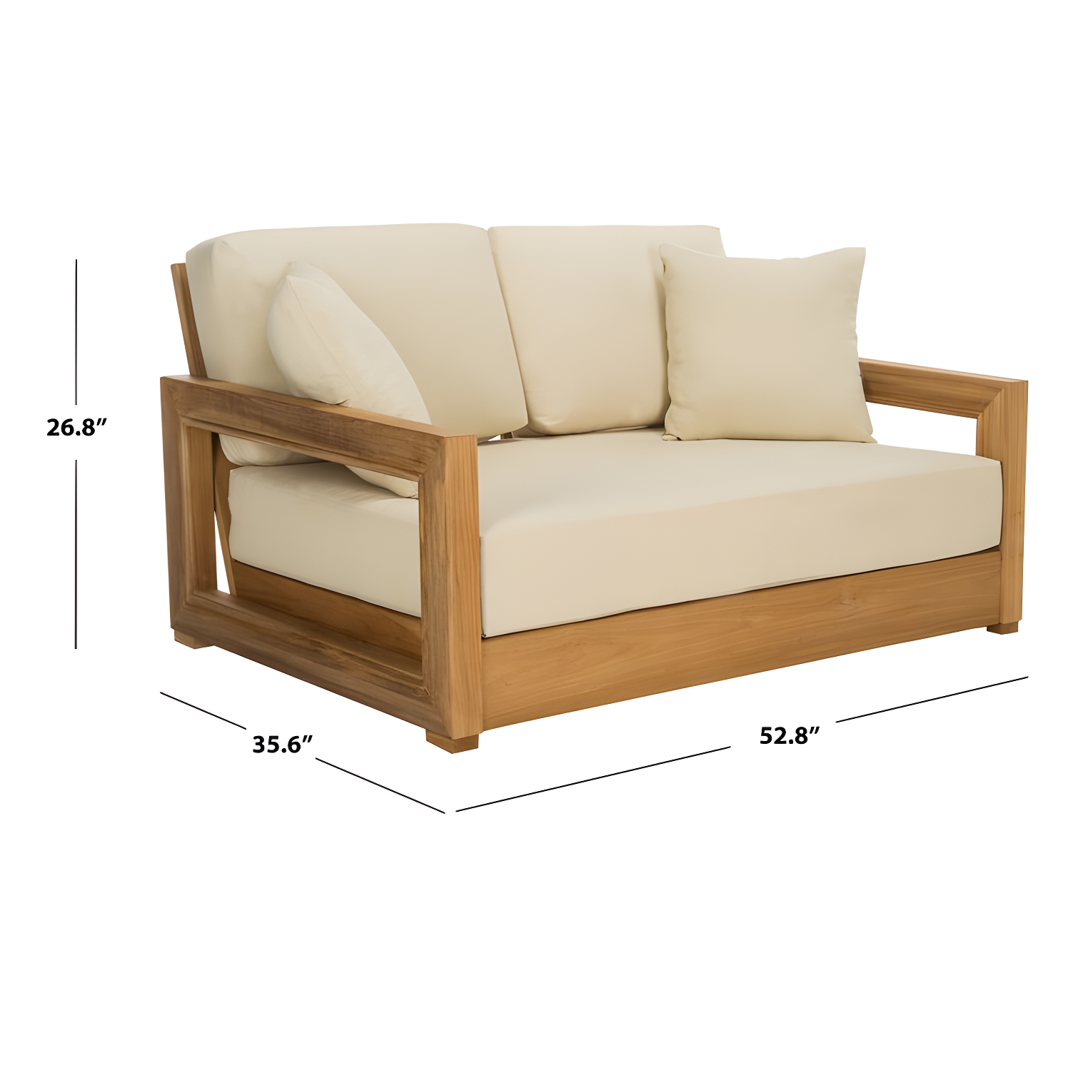 SAFAVIEH OUTDOOR COUTURE Montford 2-Seat Bench Natural Teak / Beige
