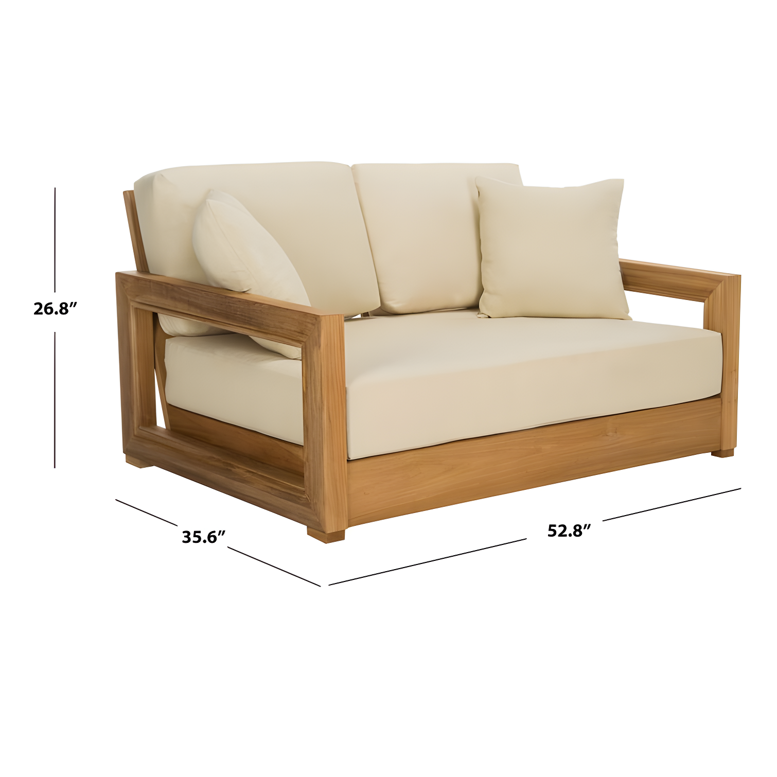 SAFAVIEH OUTDOOR COUTURE Montford 2-Seat Bench Natural Teak / Beige