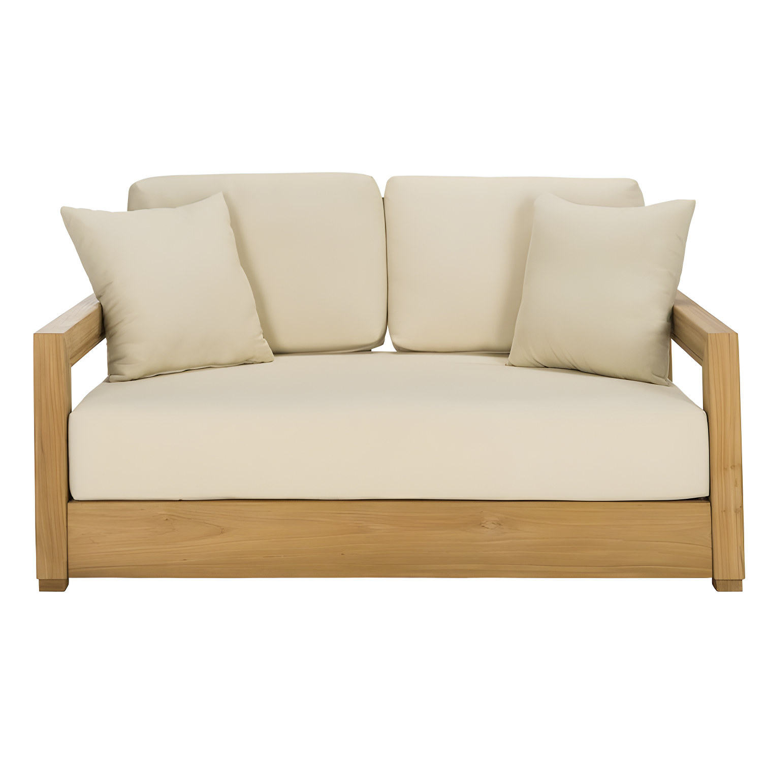 SAFAVIEH OUTDOOR COUTURE Montford 2-Seat Bench Natural Teak / Beige