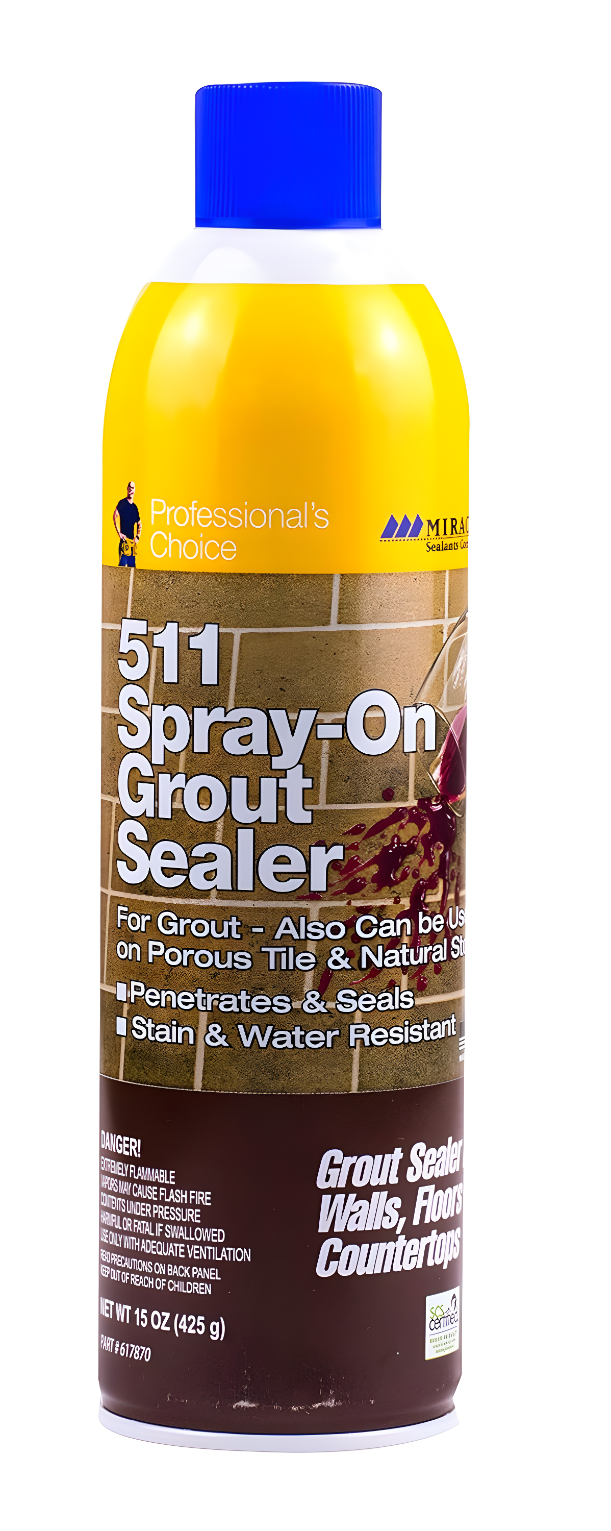 Miracle Sealants 511 Spray-On Grout Sealer, 15oz, Aerosol