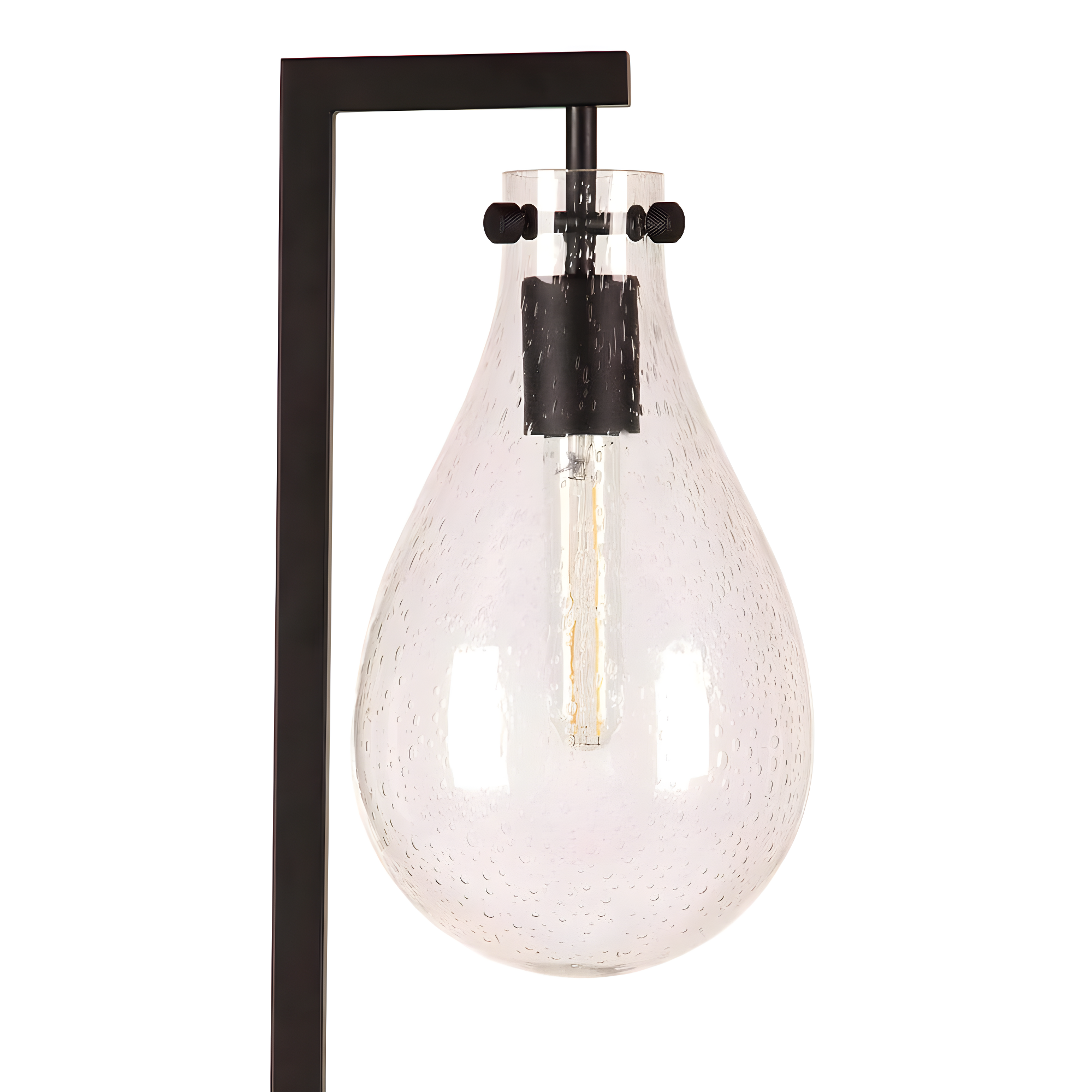 Evelyn&Zoe Weston 66" Tall Floor Lamp with Glass Shade, Blackened Bronze/Seeded