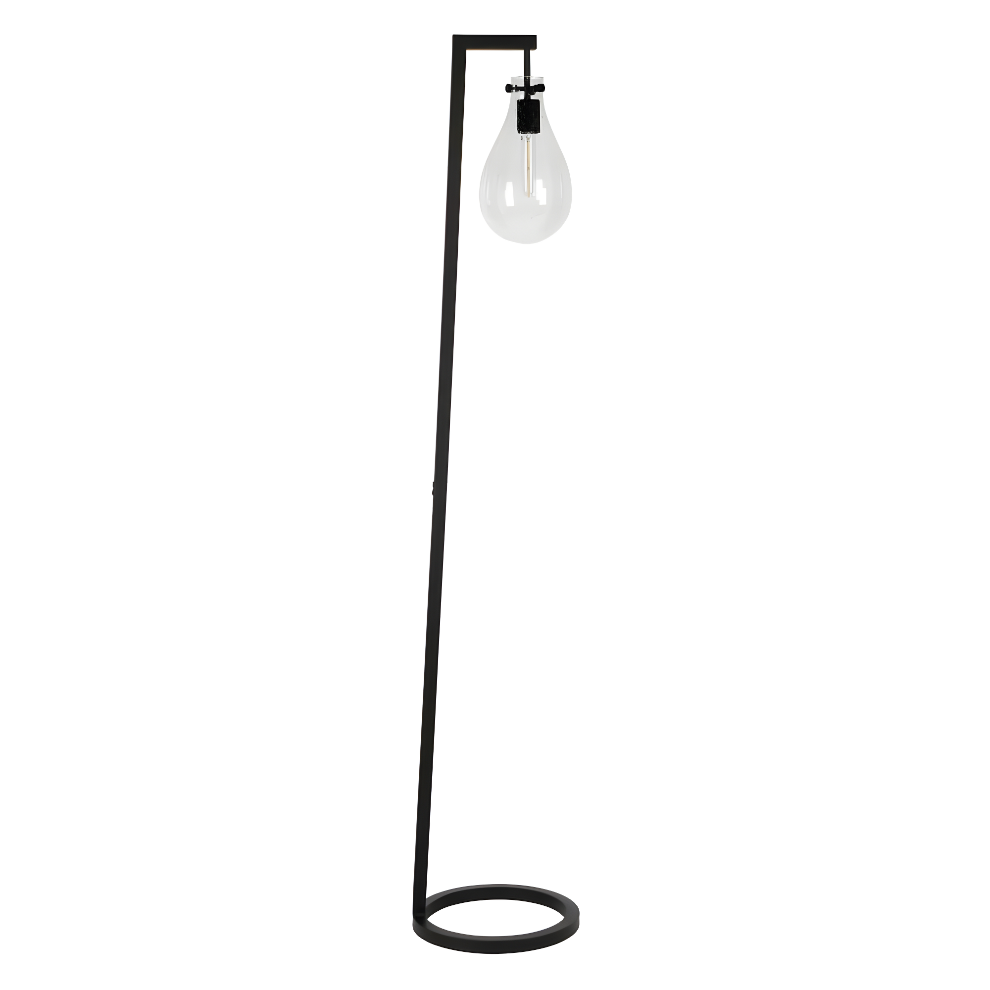 Evelyn&Zoe Weston 66" Tall Floor Lamp with Glass Shade, Blackened Bronze/Seeded