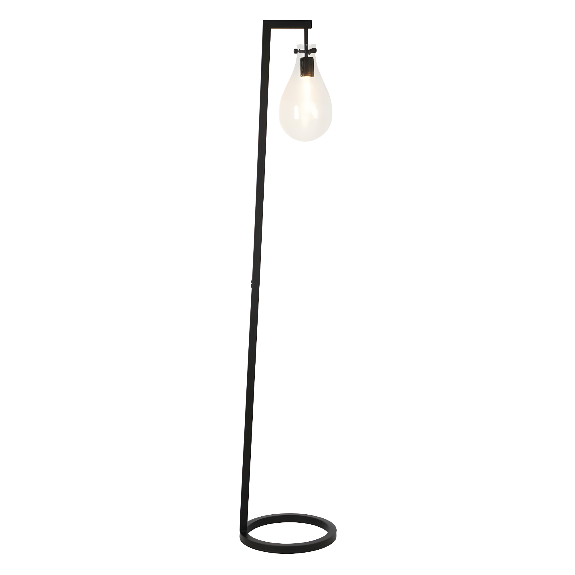 Evelyn&Zoe Weston 66" Tall Floor Lamp with Glass Shade, Blackened Bronze/Seeded