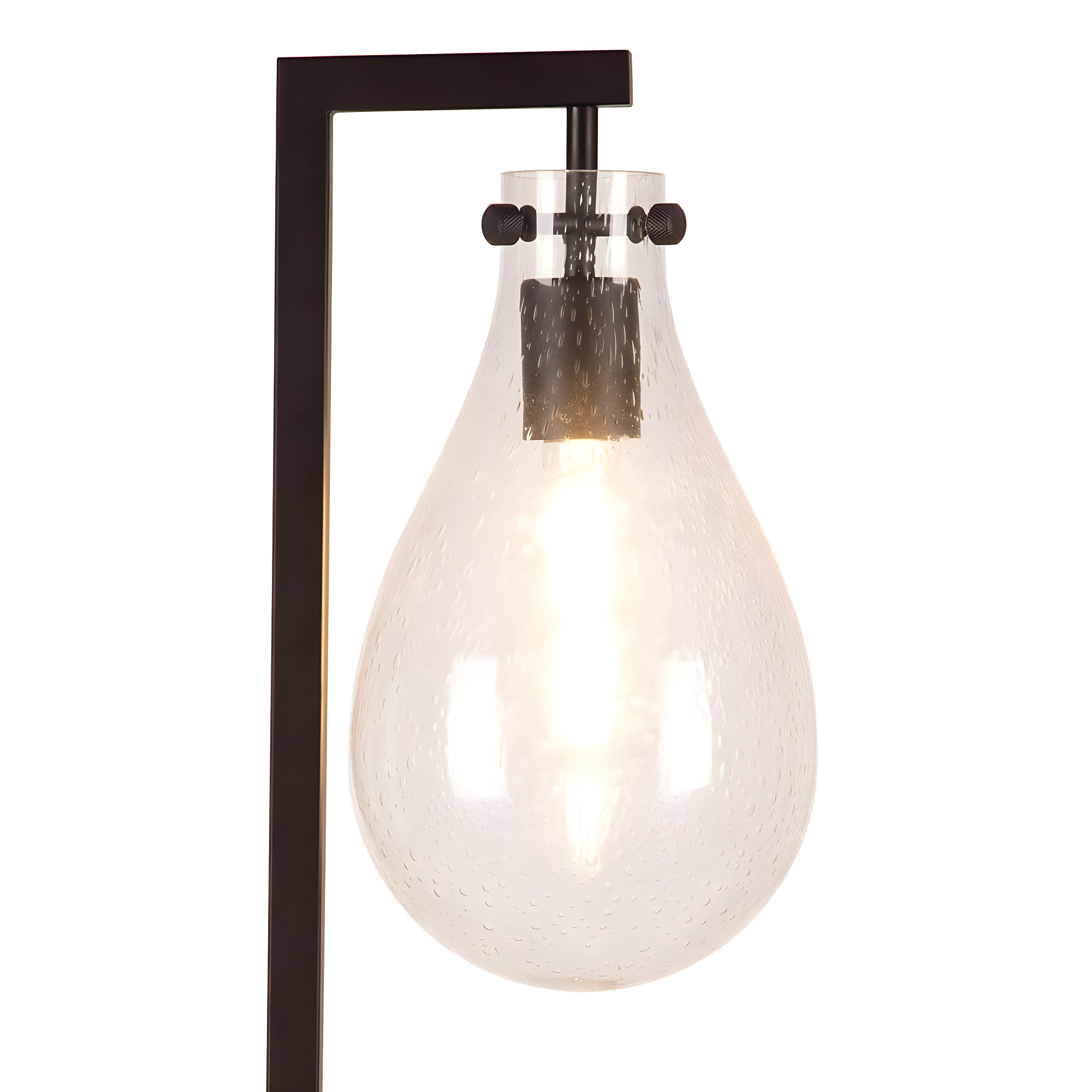 Evelyn&Zoe Weston 66" Tall Floor Lamp with Glass Shade, Blackened Bronze/Seeded