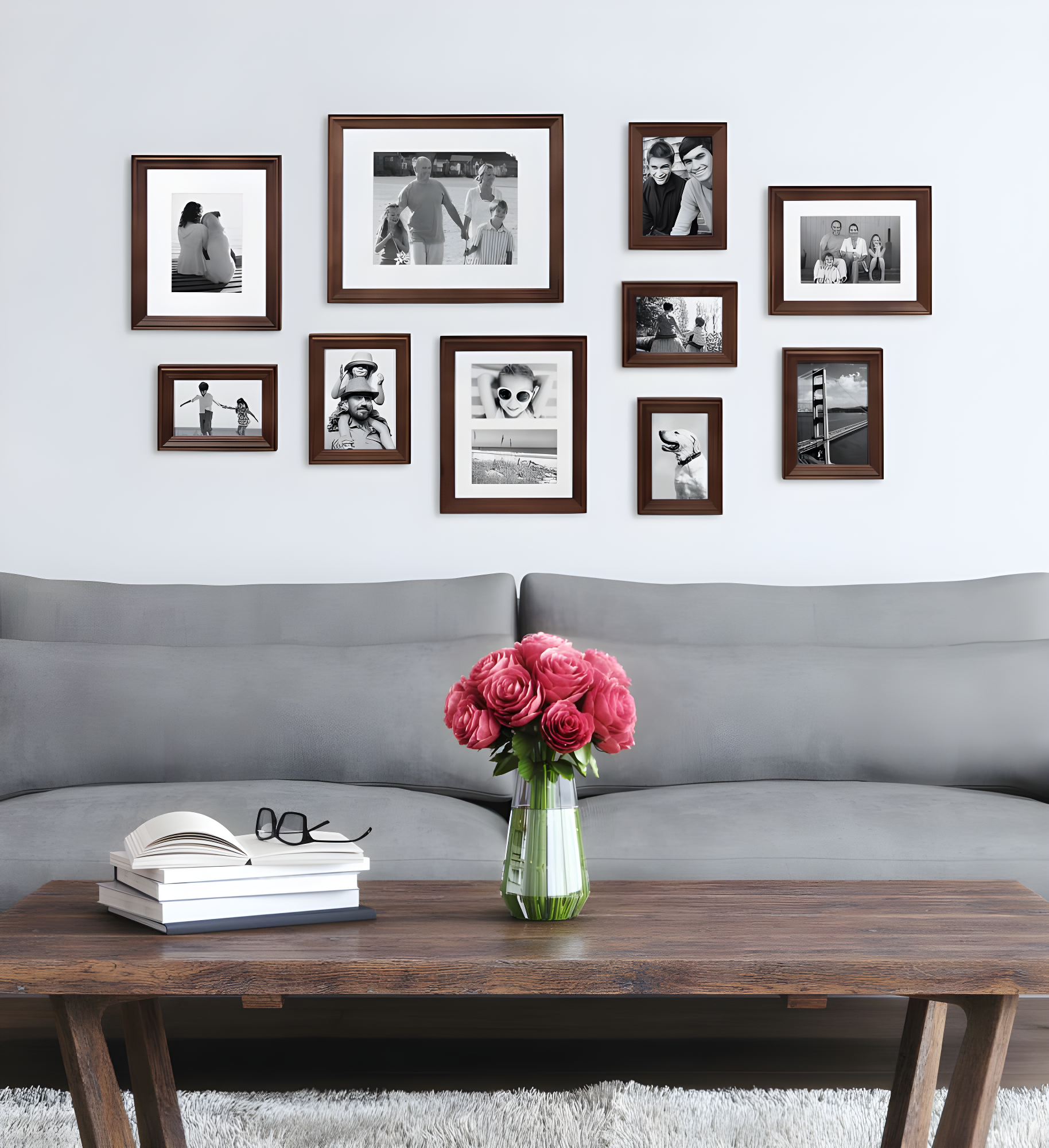 10pc Bordeaux Frame Box Set Brown - Kate & Laurel All Things Decor: Wall Gallery Kit, Multiple Sizes, Wood Frames