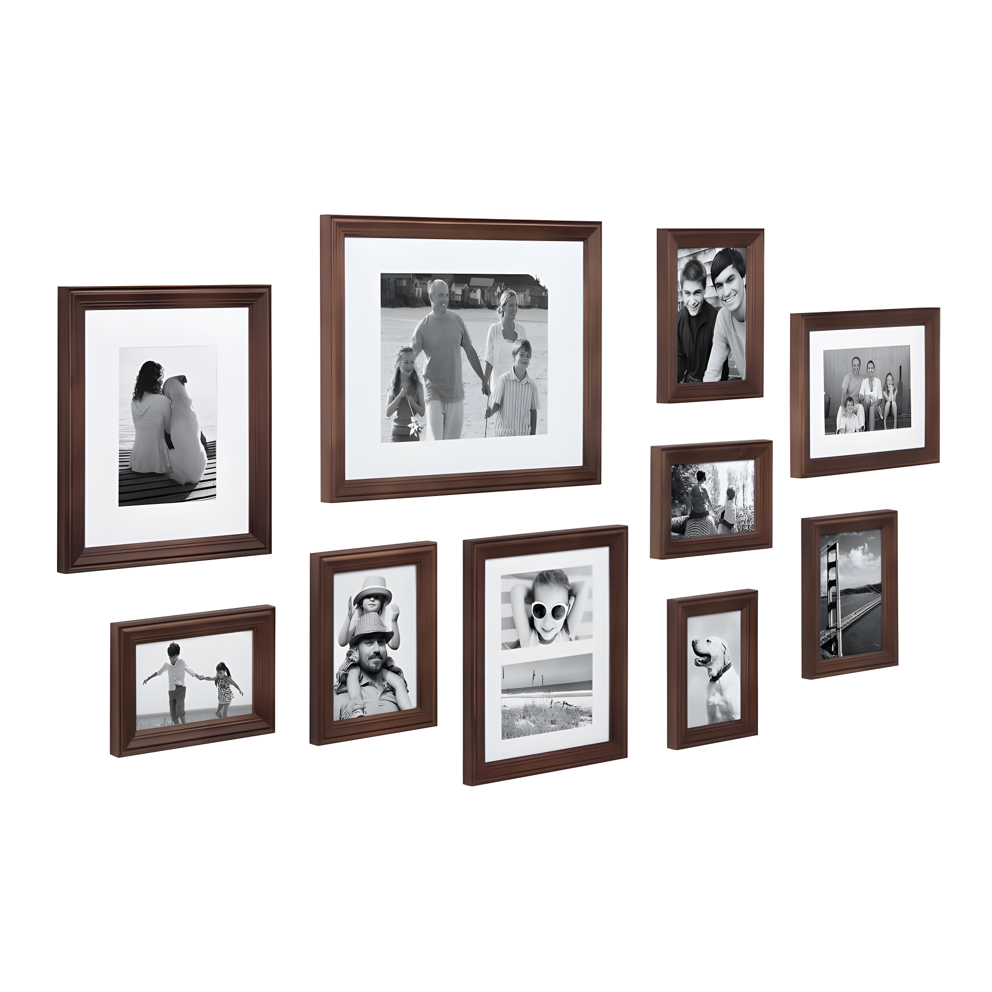 10pc Bordeaux Frame Box Set Brown - Kate & Laurel All Things Decor: Wall Gallery Kit, Multiple Sizes, Wood Frames