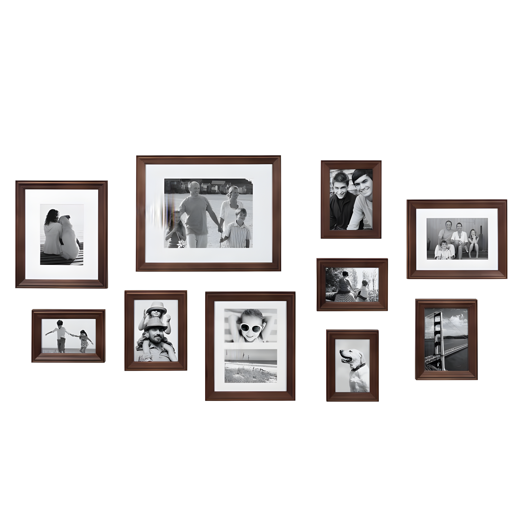 10pc Bordeaux Frame Box Set Brown - Kate & Laurel All Things Decor: Wall Gallery Kit, Multiple Sizes, Wood Frames
