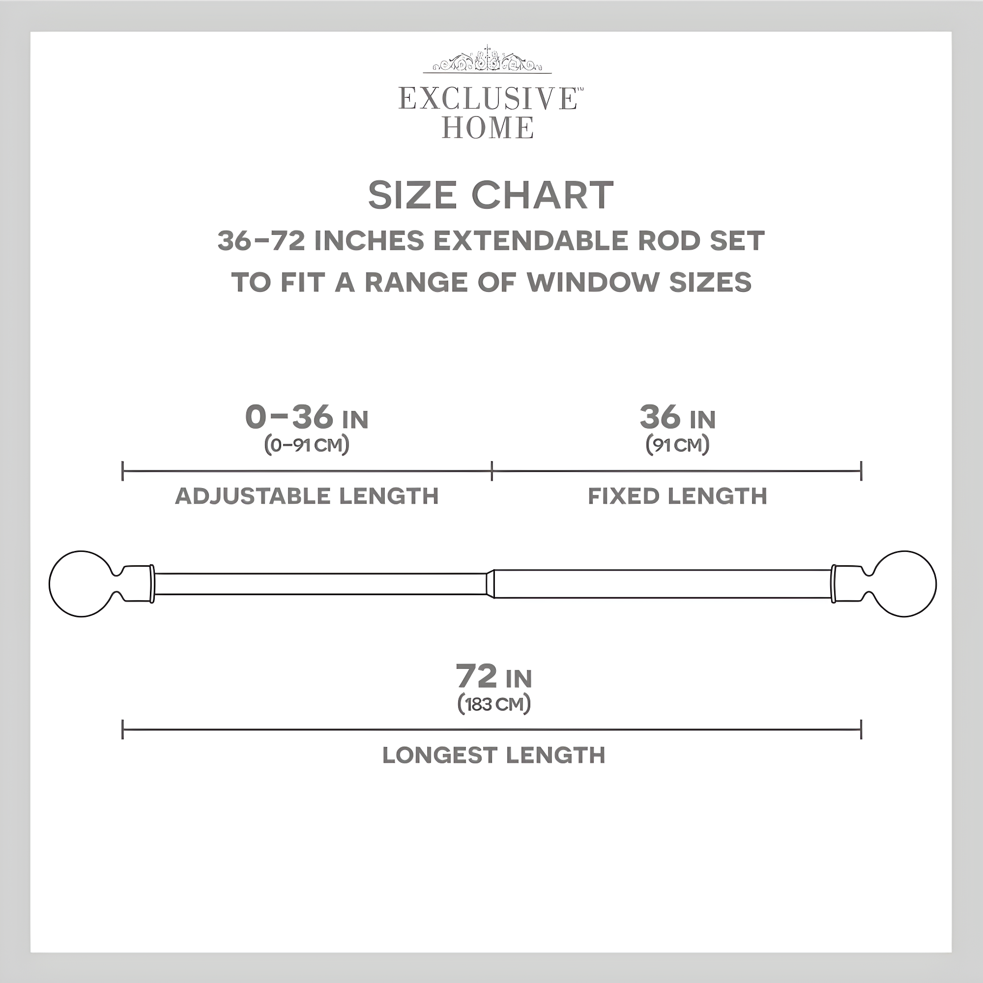 Exclusive Home 36"-72" Modern Layer Curtain Rod - Matte Bronze: Adjustable Iron, Single Rod, 25lb Capacity