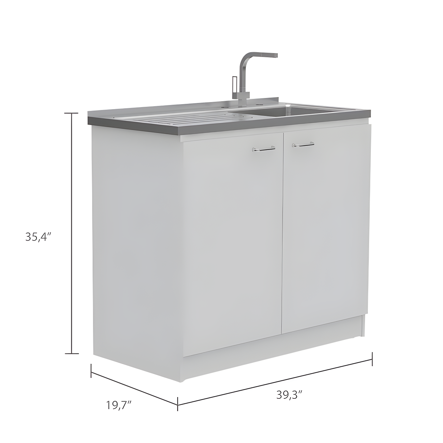 TUHOME Napoles Utility Sink Cabinet With Integrated Steel Sink