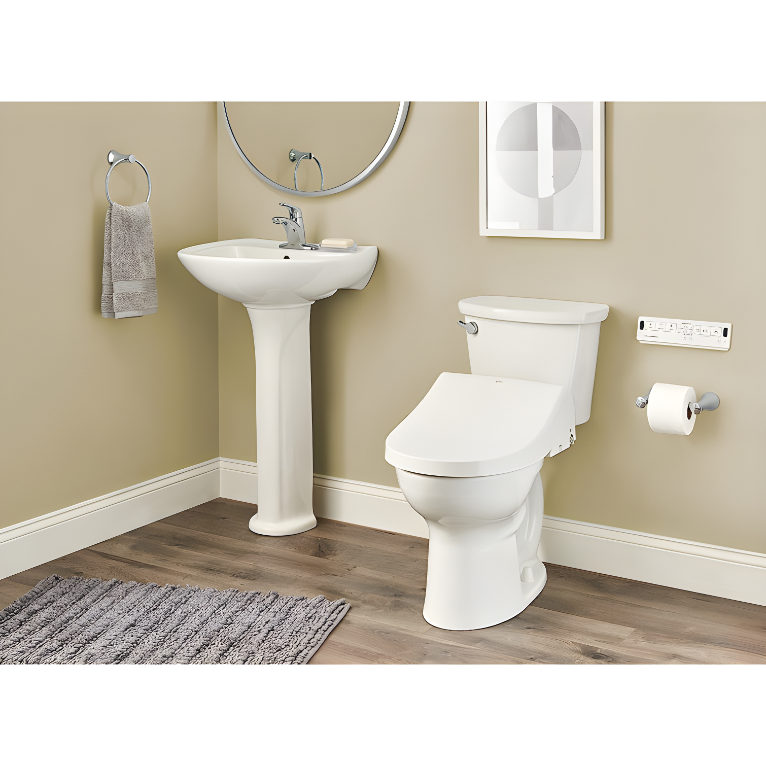 American Standard 8012A70GRC-415 INAX Heated Shower Toilet Bidet Seat with Remote Control + Dual Nozzle, White