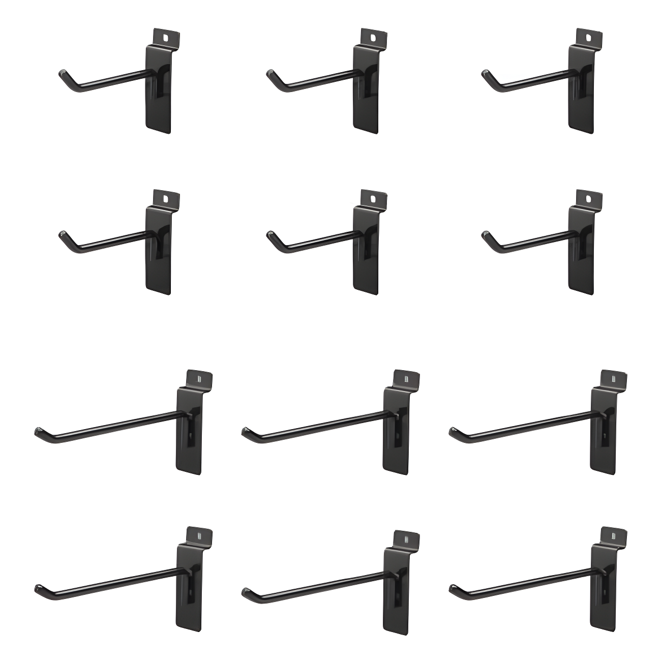 4 in. x 6 in. Black Metal Slat Wall Hooks