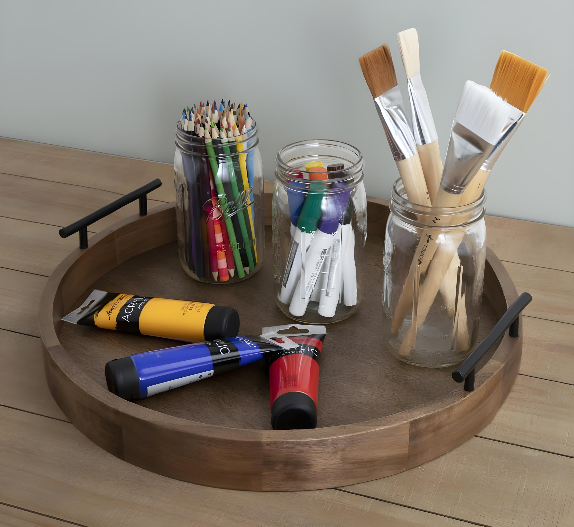 Kate and Laurel Lipton Tray, 18" Diameter, Natural