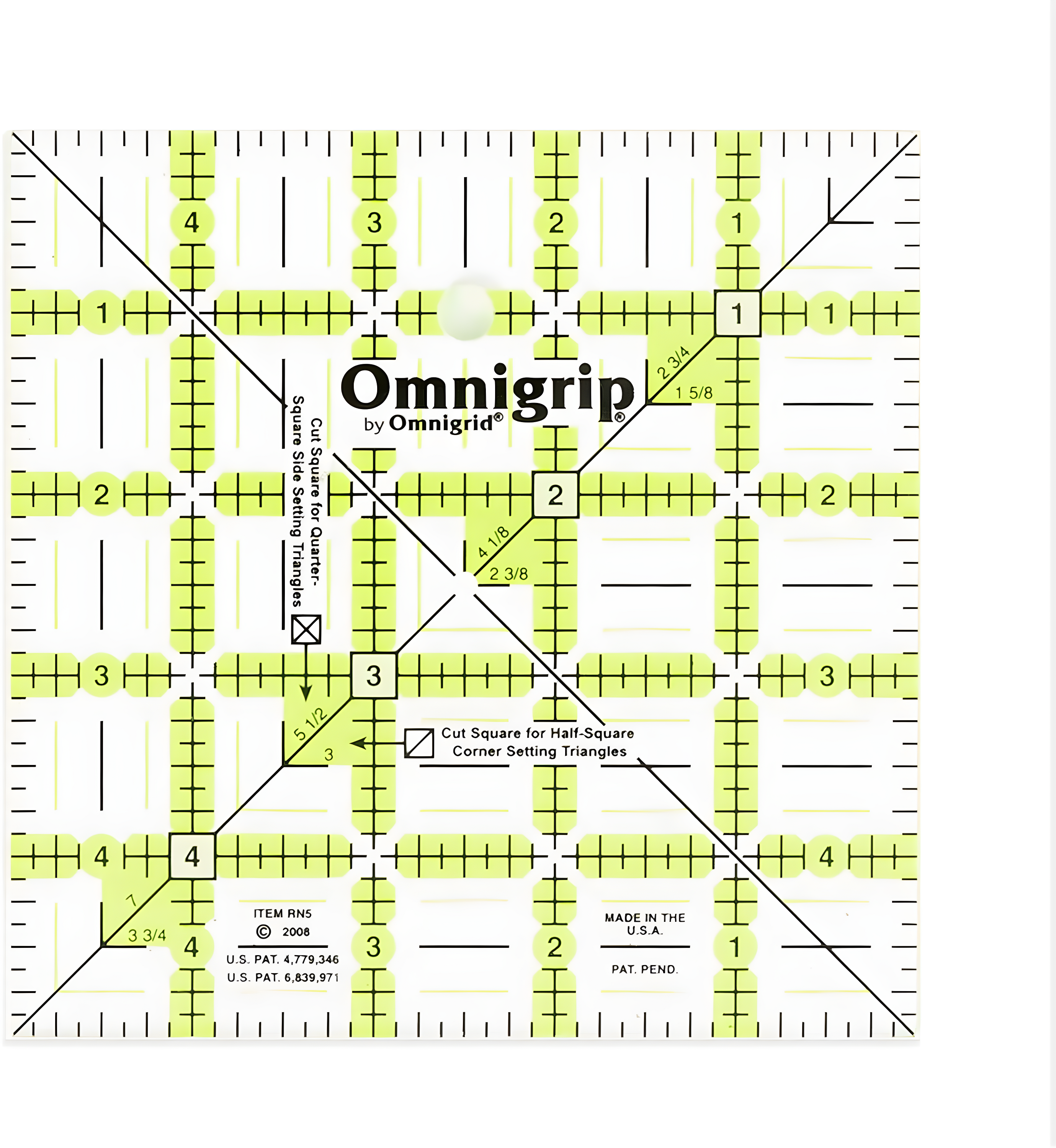 Omnigrid Omnigrip 5" x 5" Non-Slip Square Quilting Ruler