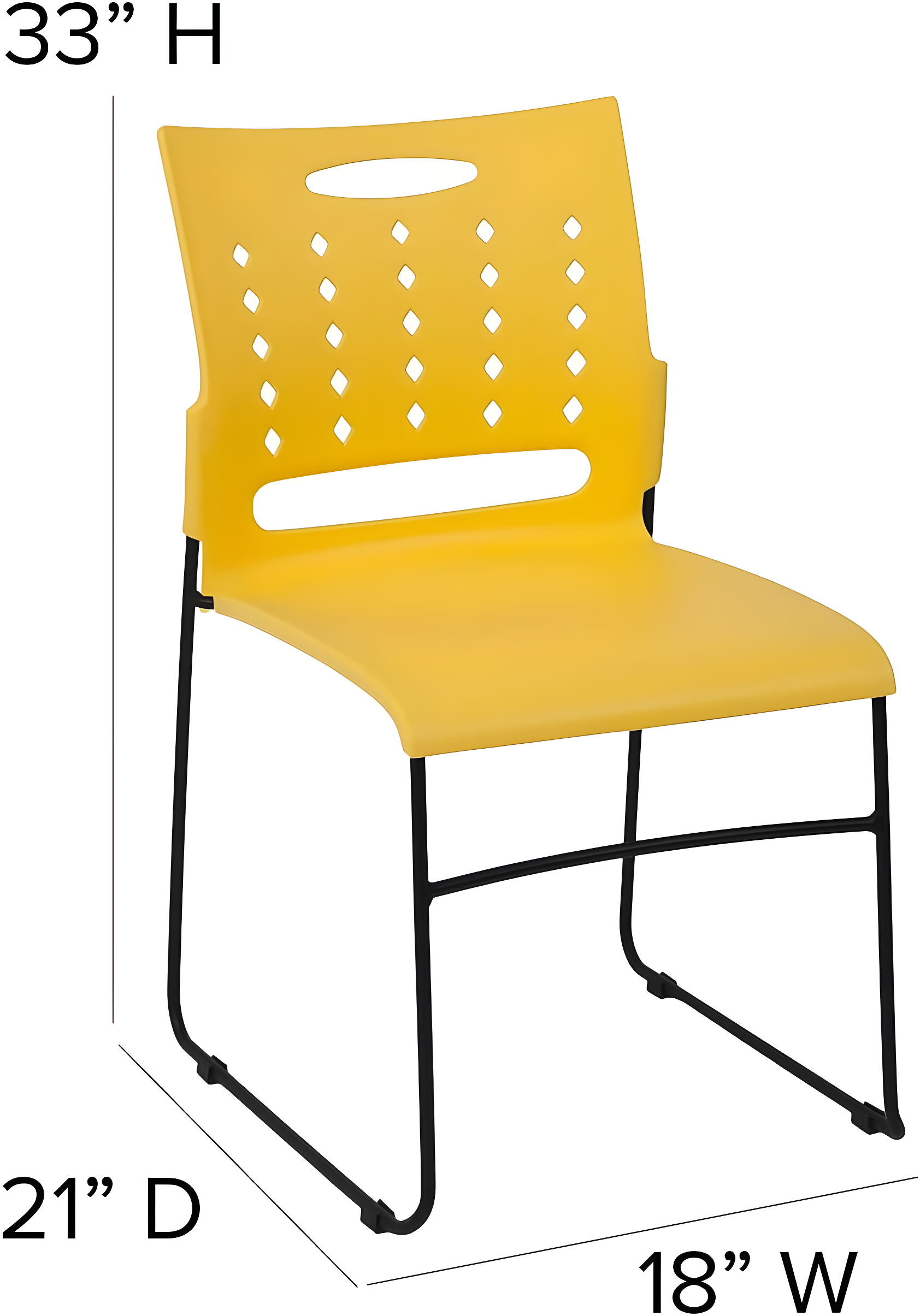 Flash Furniture 881 lb. Capacity Sled Base Stack Chair with Carry Handle and Air-Vent Back