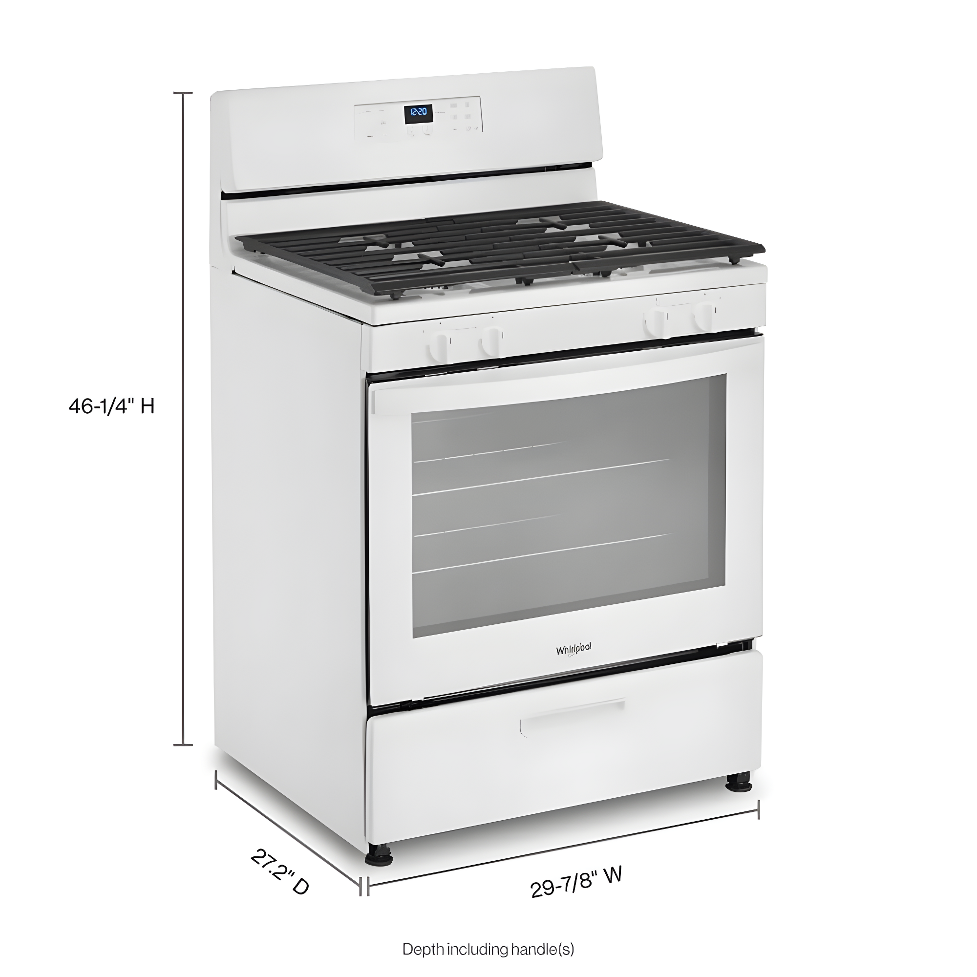 WHIRLPOOL WFG320M0MW 30" free standing gas range