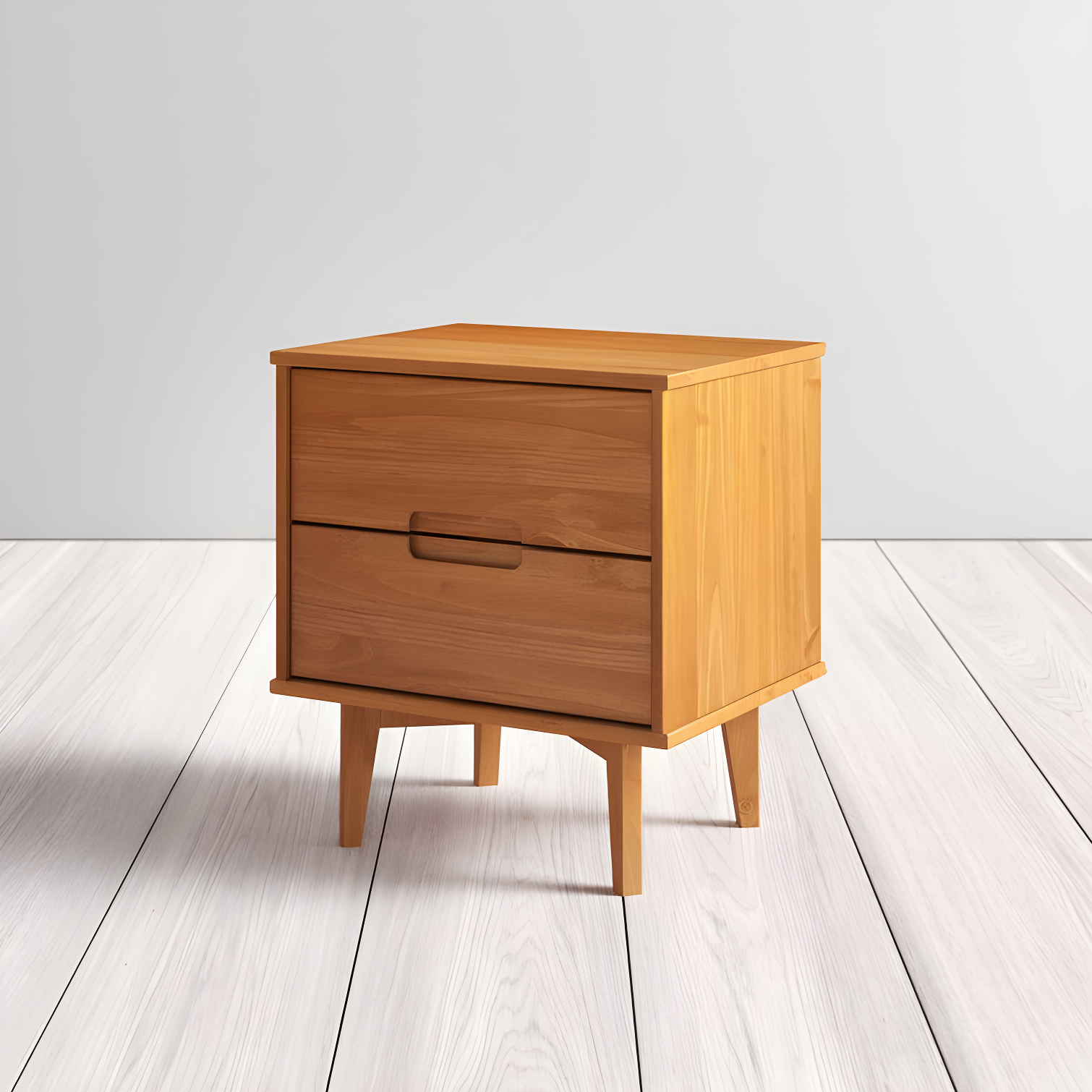 Mags Solid Wood Groove 2-Drawer Nightstand