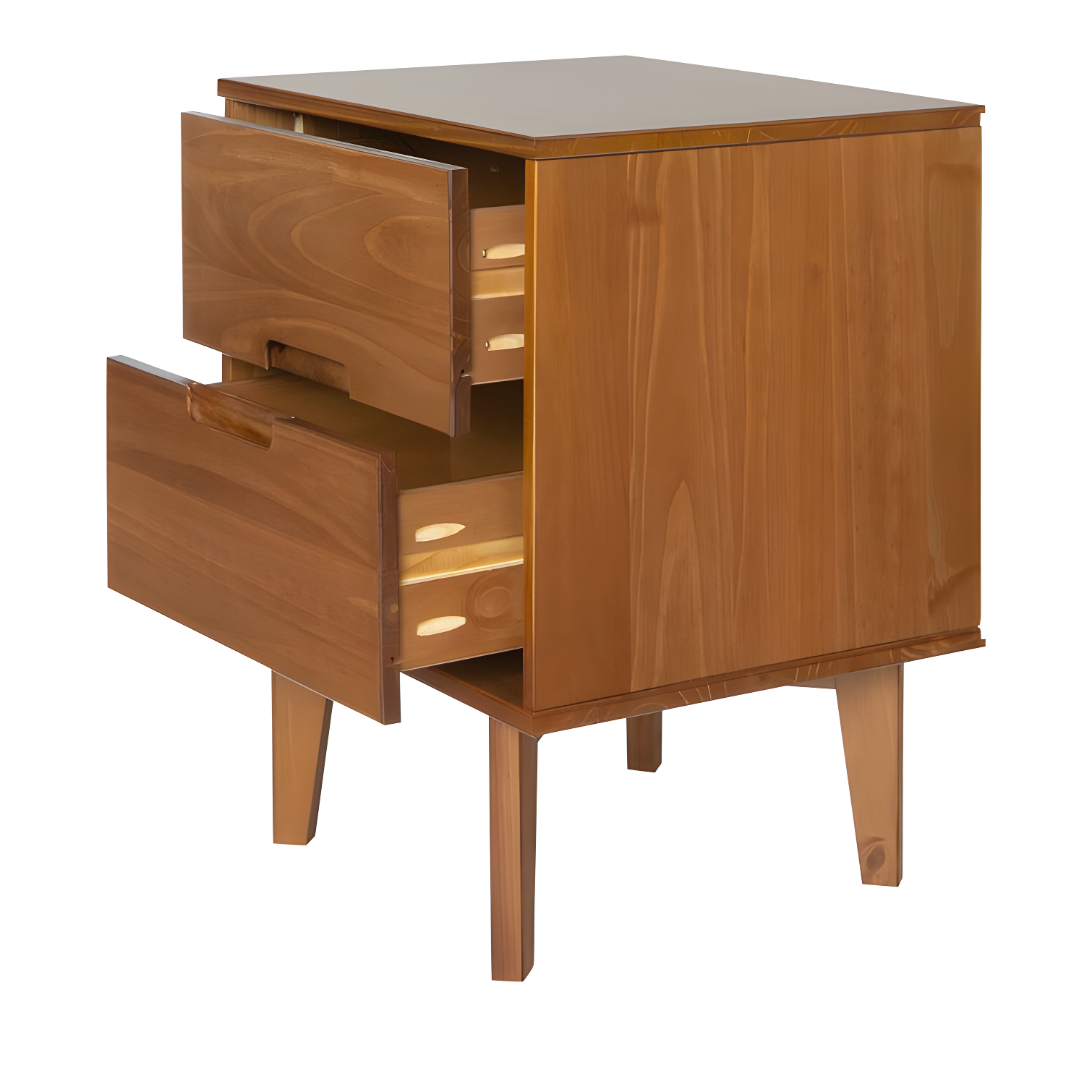 Mags Solid Wood Groove 2-Drawer Nightstand