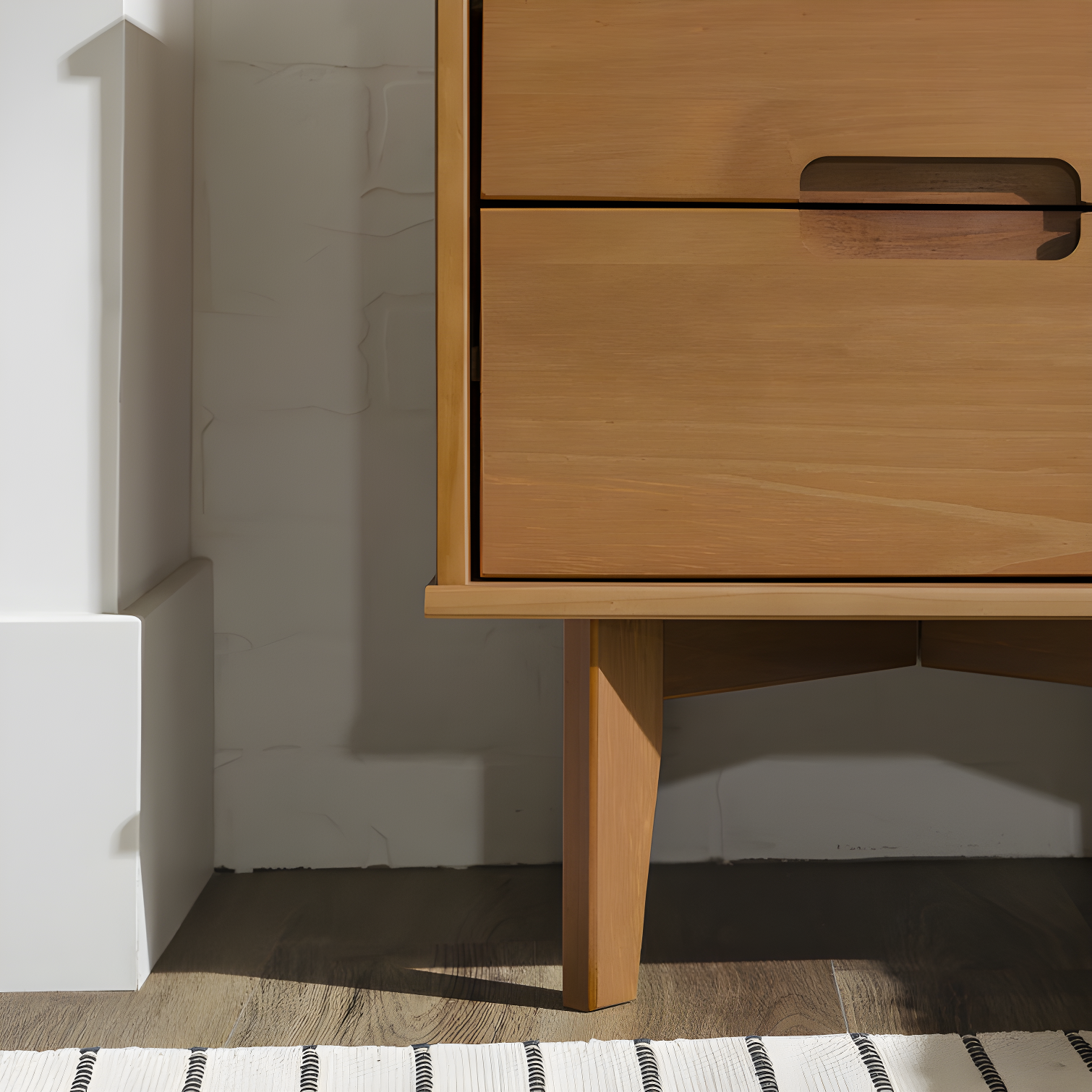 Mags Solid Wood Groove 2-Drawer Nightstand