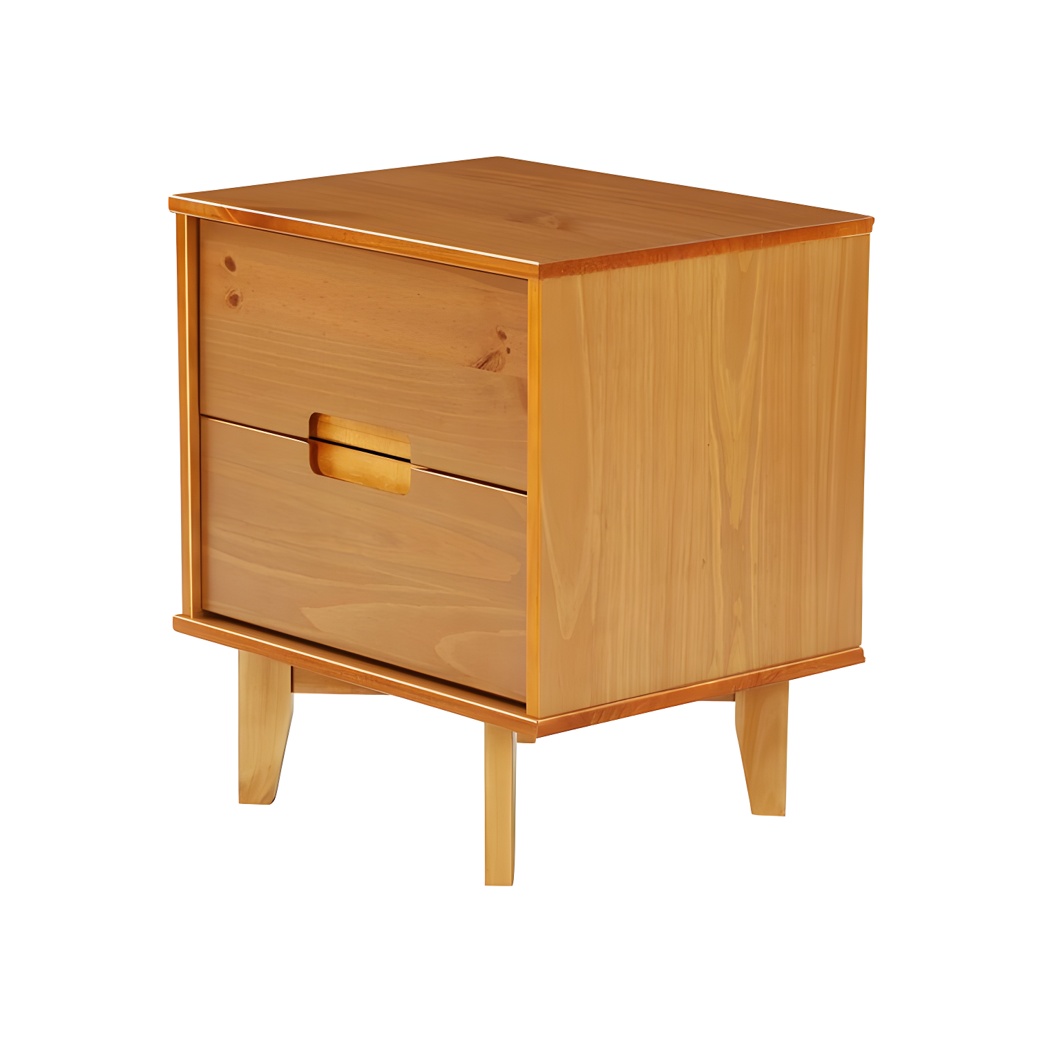 Mags Solid Wood Groove 2-Drawer Nightstand