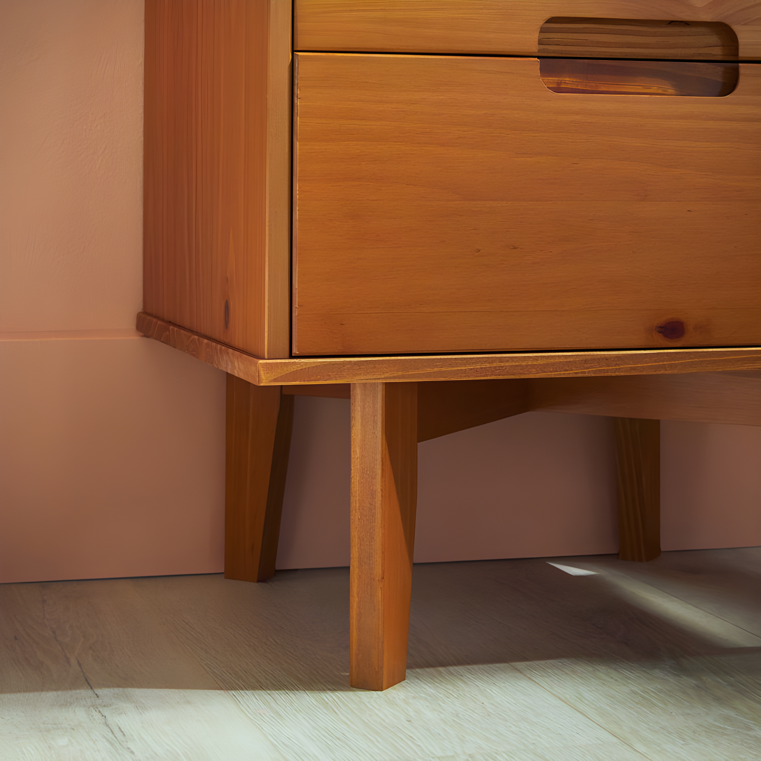 Mags Solid Wood Groove 2-Drawer Nightstand