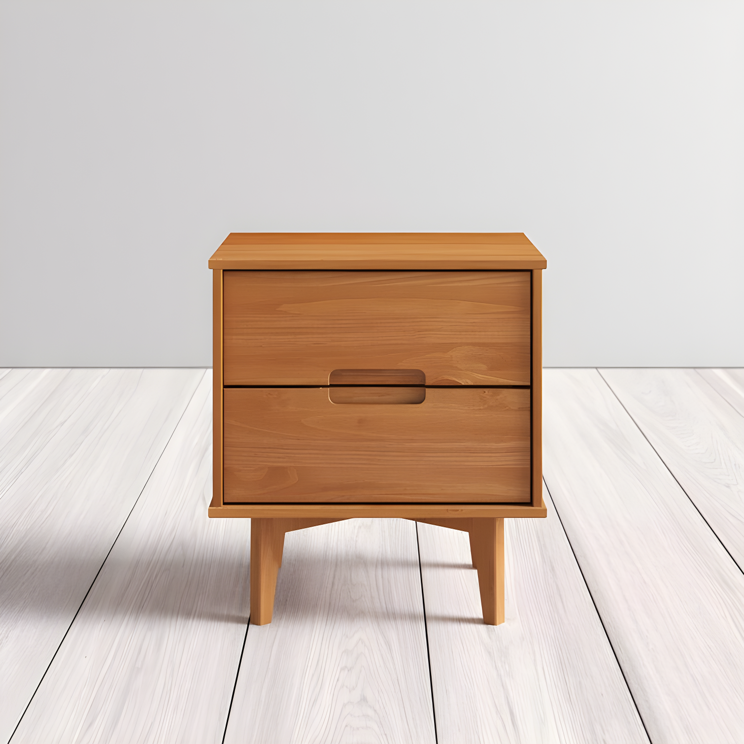Mags Solid Wood Groove 2-Drawer Nightstand