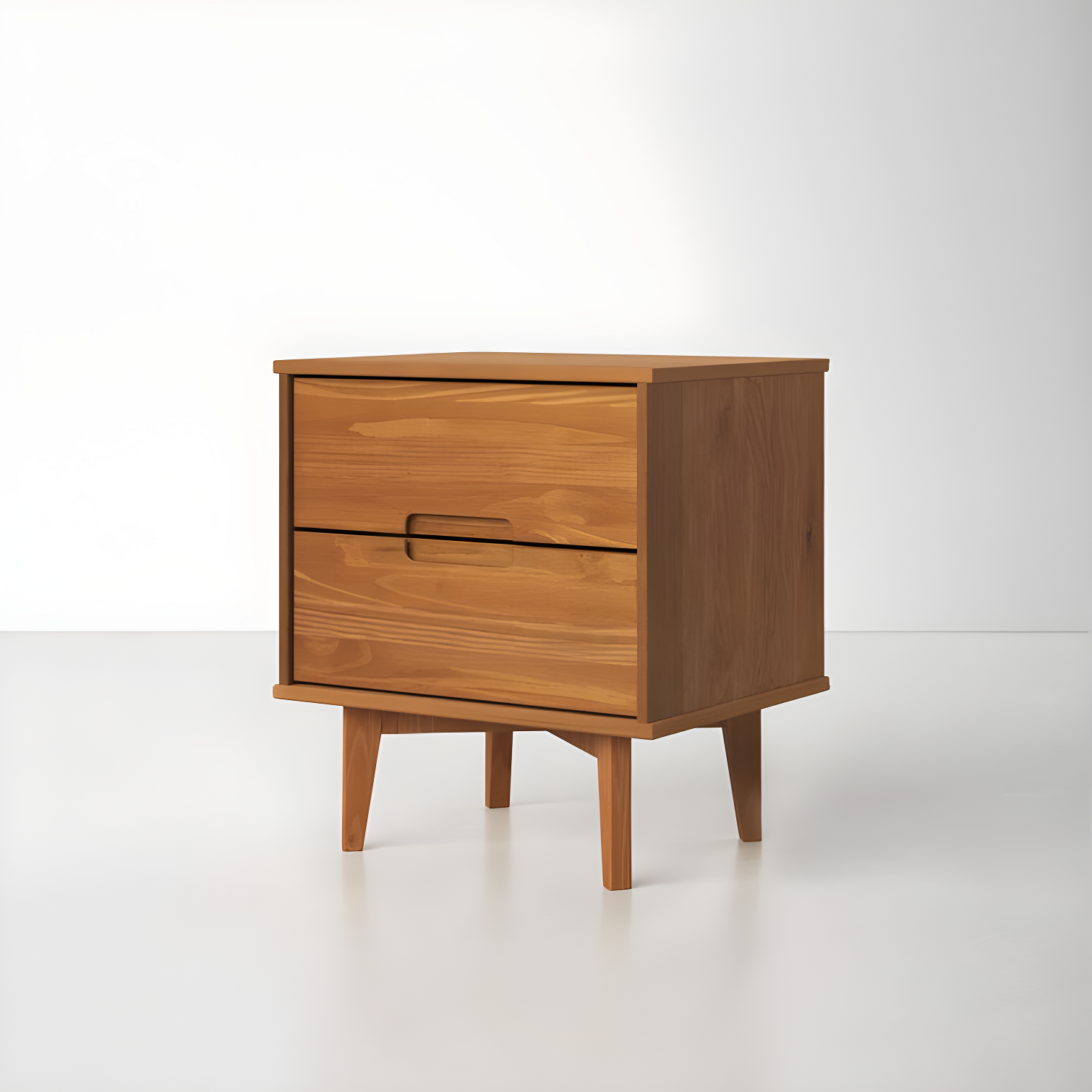 Mags Solid Wood Groove 2-Drawer Nightstand